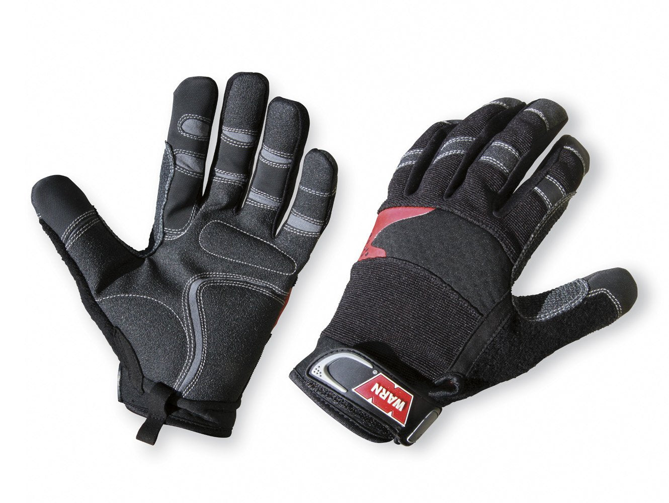 Warn 91650 Hand Protection: Synthetic Leather Winch Gloves With Kevlar Reinforcement, Large, Black, 1 Pair