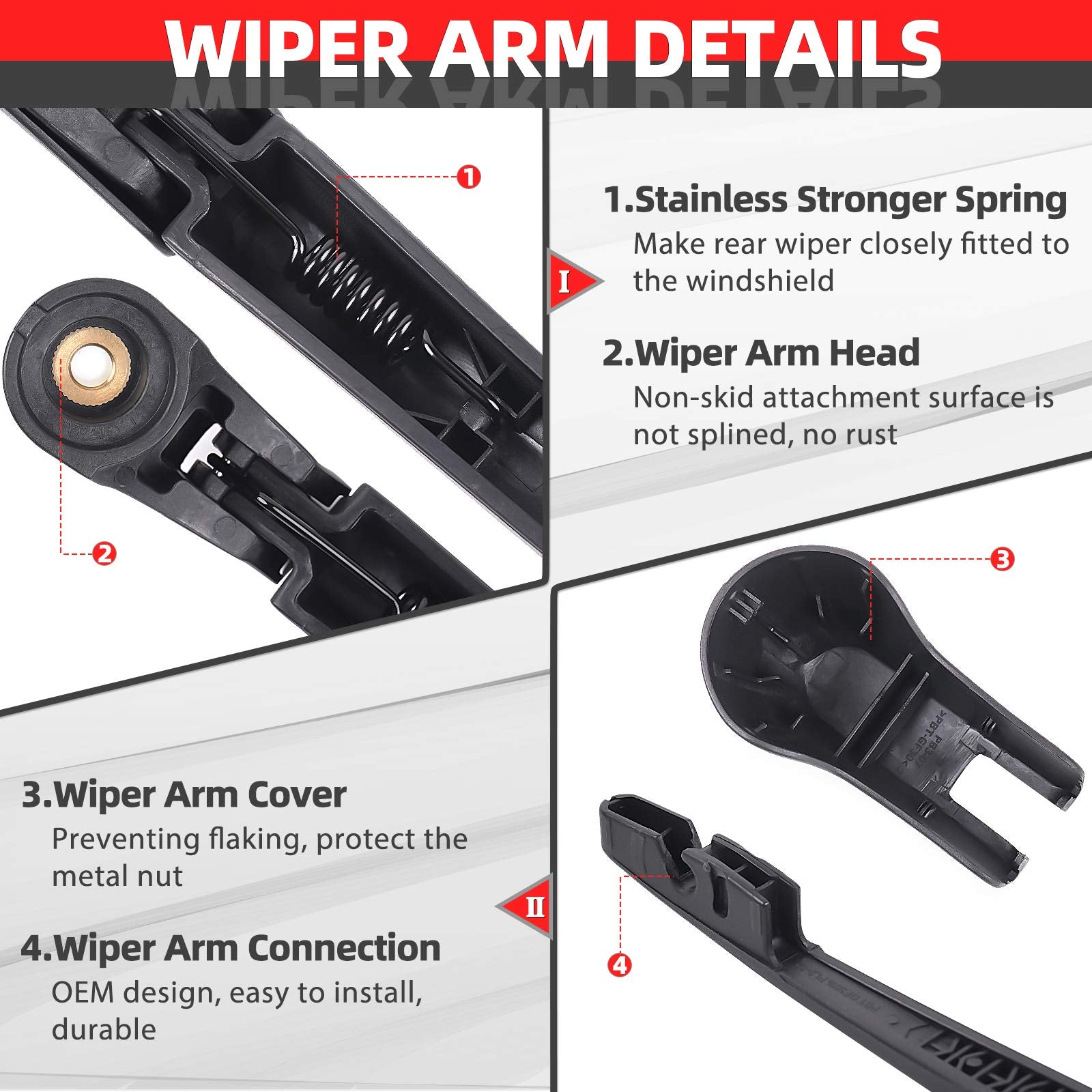 Replacement For Honda Pilot 2009-2015, Rear Windshield Wiper Arm Blade Set - Otuayauto Factory Oem Style 76730Szaa02