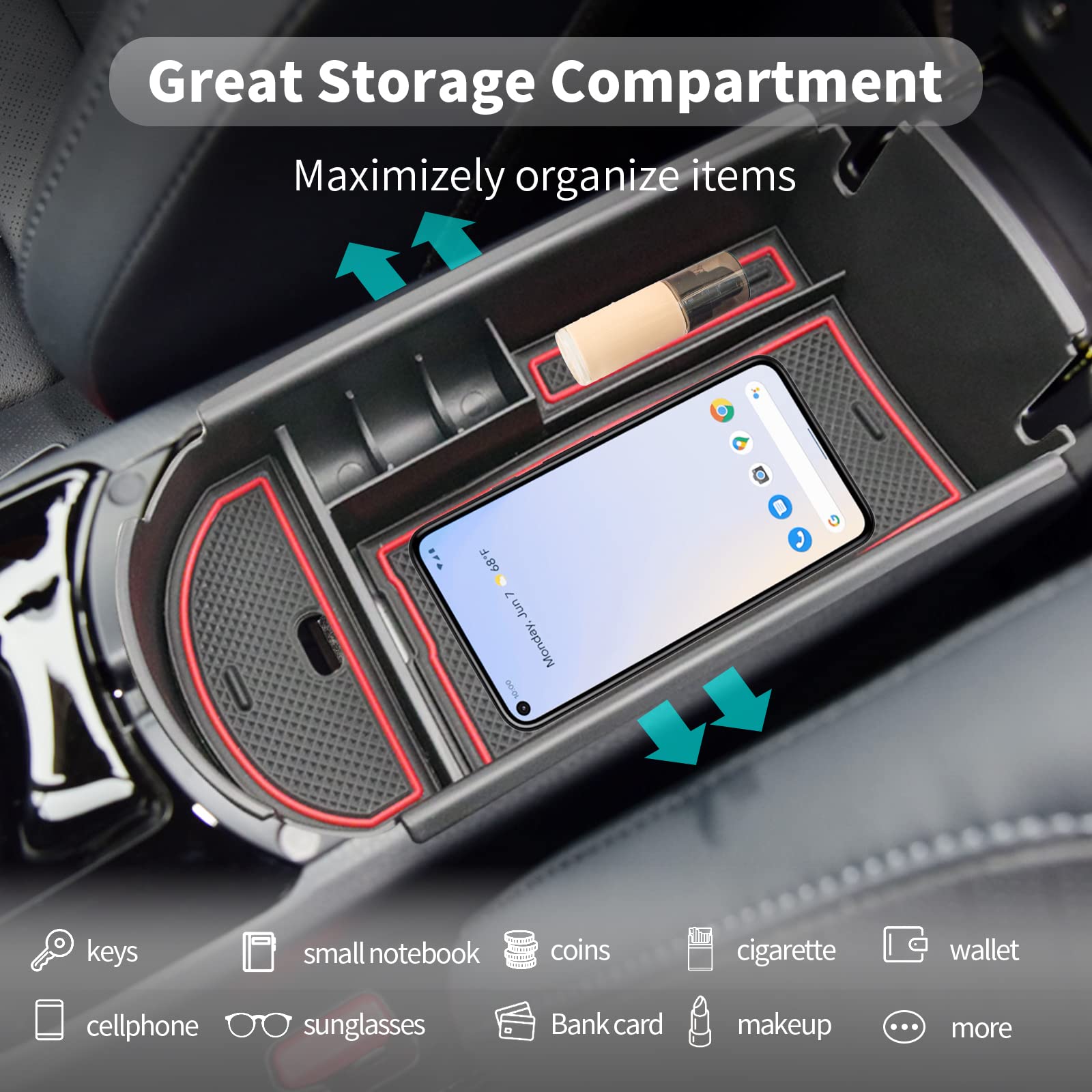 Cdefg Center Console Accessory Organizer Compatible With 2018 2019 2020 2021 2022 Chr C-Hr, Abs Material Armrest Box Insert Tray