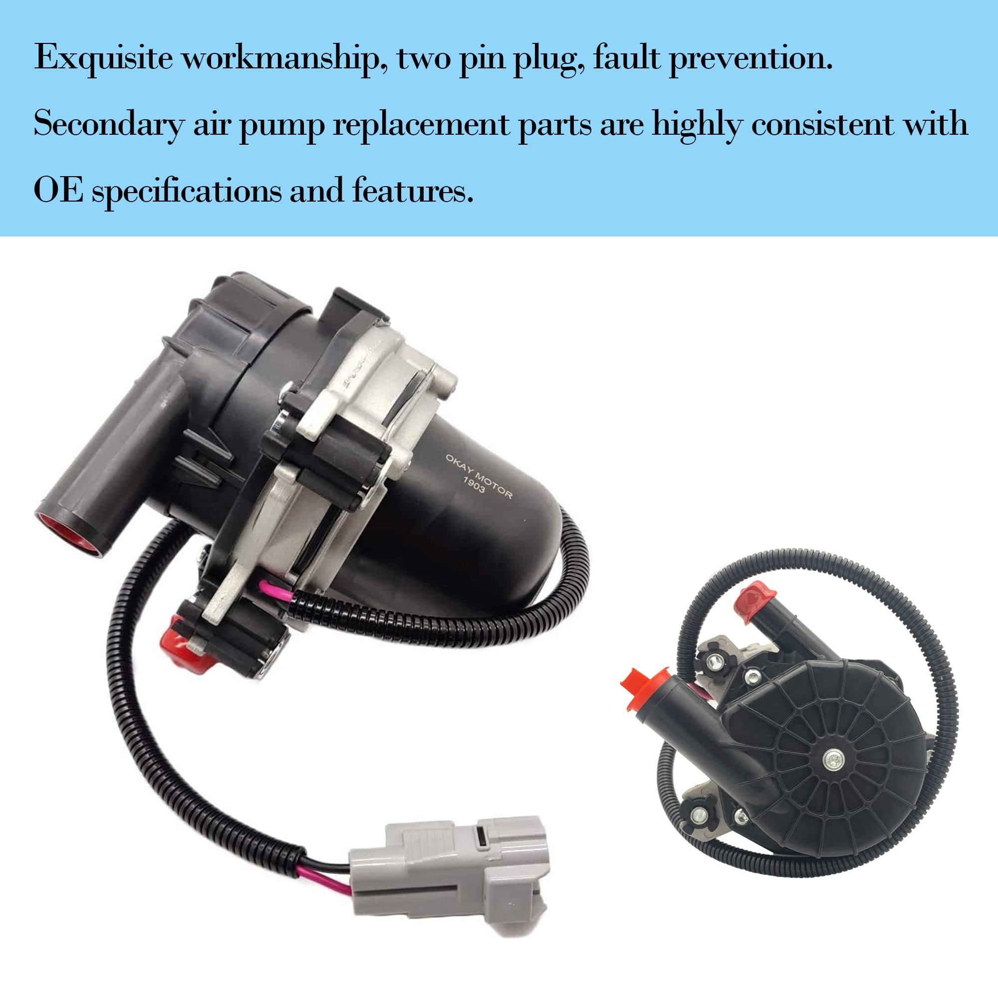 OKAY MOTOR Secondary Air Injection Pump for 2007-2013 Toyota Tundra Land Cruiser Sequoia LX570 4.6L 4.7L 5.7L 17610-0S010 10200231AA 33-2504M