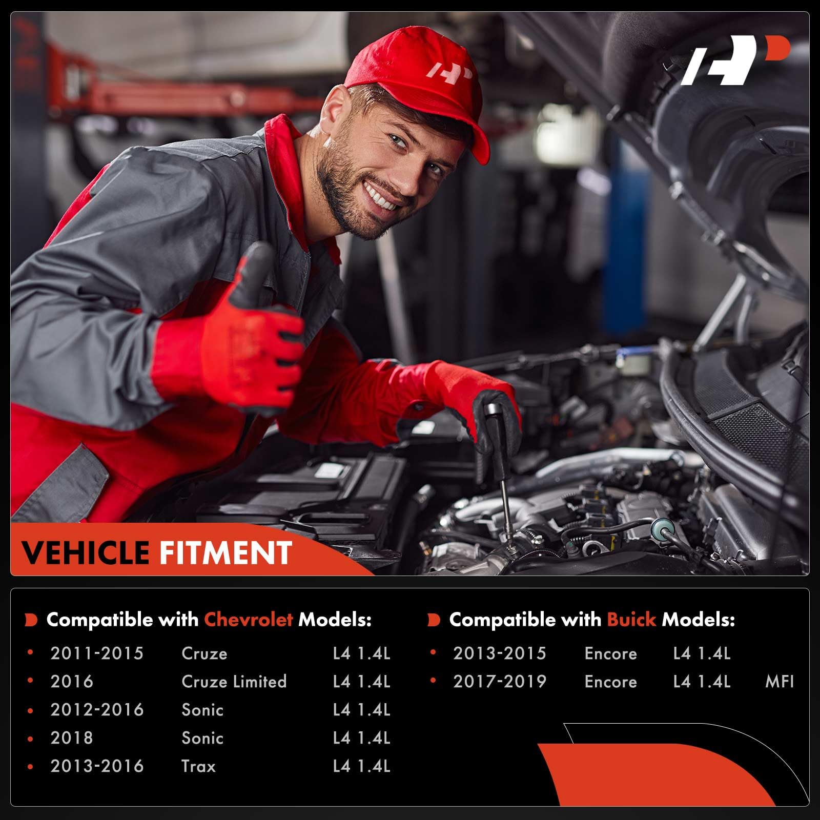 A-Premium Fuel Injectors Compatible With Chevrolet Cruze 2011-2015, Cruze Limited 2016, Sonic 2012-2016 2018, Trax 2013-2016 & Buick Encore 2013-2015 2017-2019, L4 1.6L, Set Of 4, Replace# 0280158205