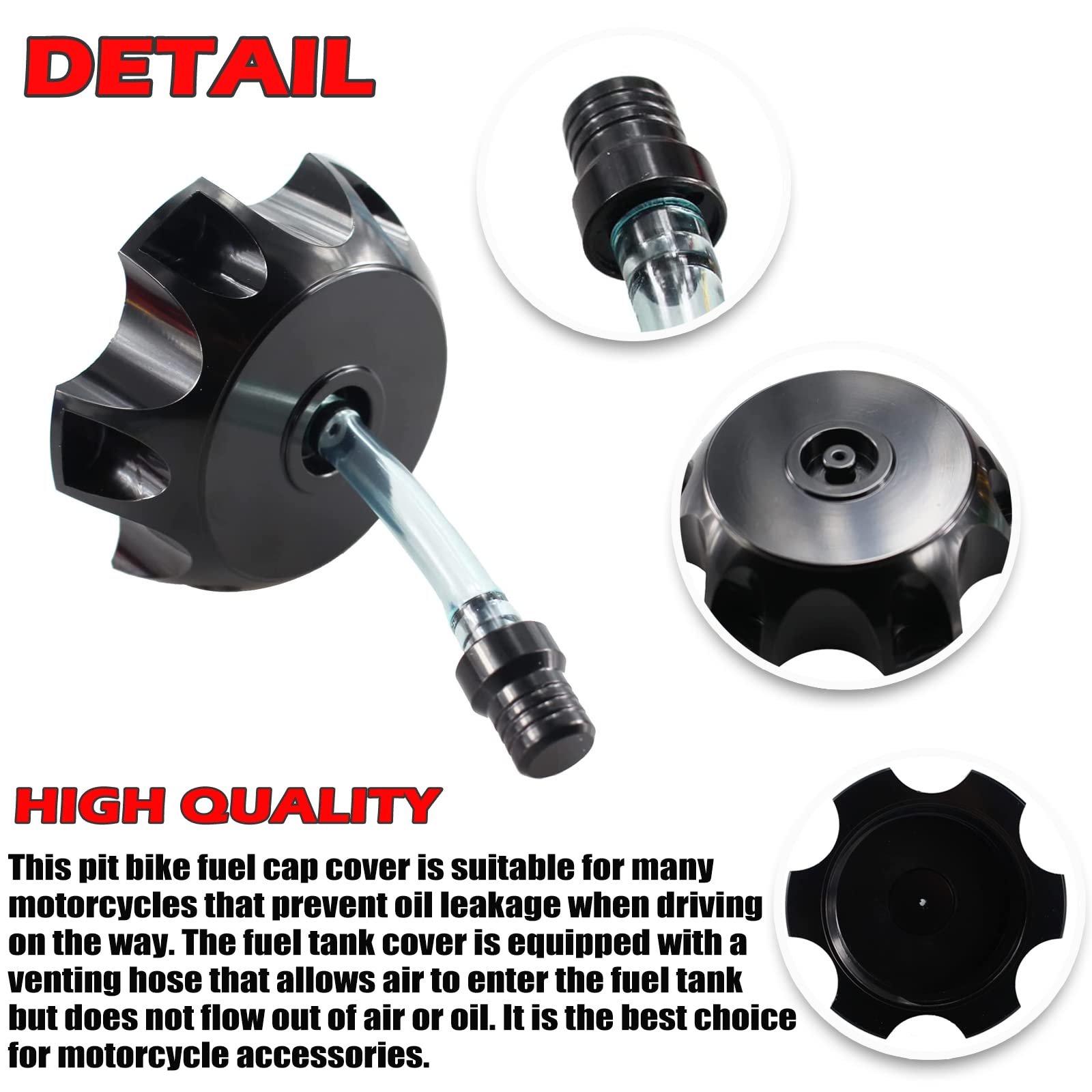 New Olym Cnc Aluminum Gas Fuel Tank Cover Cap With Breather Valve For 50Cc 90Cc 110Cc 150Cc Ssr Pit Dirt Motor Bike Black