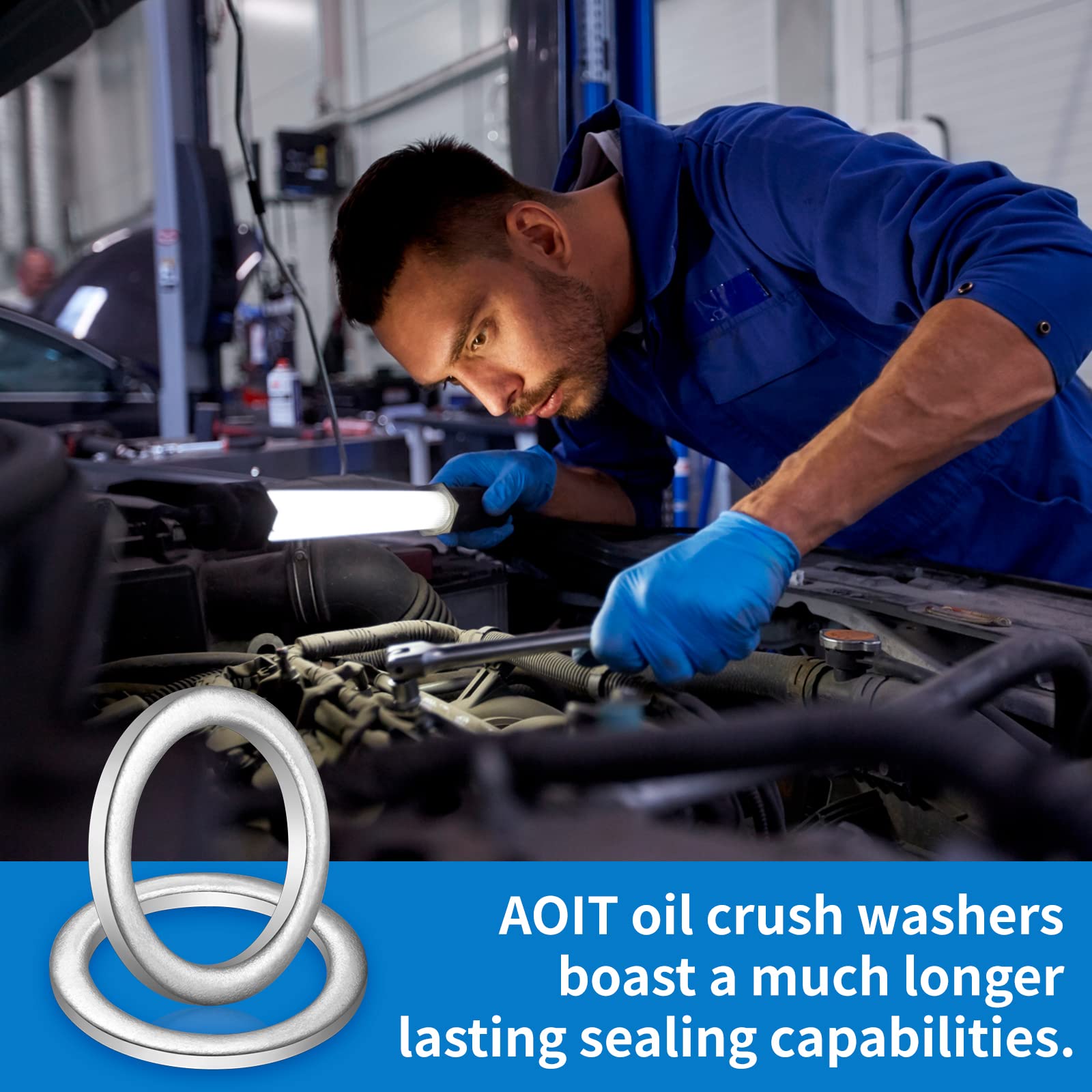 AOIT 10 Pcs Silver Aluminum Transmission Fluid Drain Plug Crush Washer Seal for Toyota Prius Corolla Tacoma Camry - Replaces Part# 90430-18008