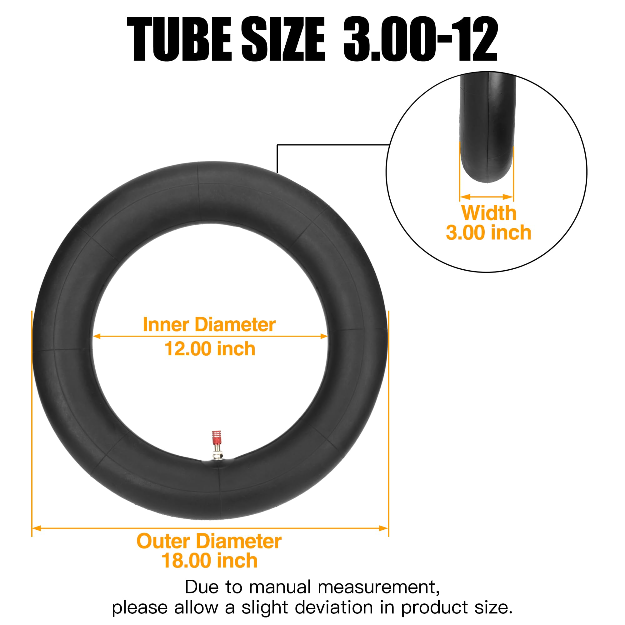 Fvrito 2.75 3.00-12 3.00X12 80/100-12 Inner Tube For Xr Crf 50 70 Kawasaki Klx 110 Kx60 Suzuki Drz110 Ds80 Jr80 Rm50 Rm60 Ttr90 110E Pw80 90-125Cc Off Road Motocross Pit Dirt Bike 2 Pack