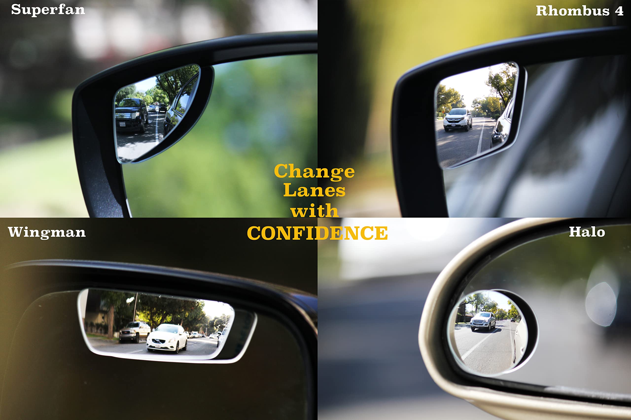Blind Spot Mirrors for Cars - by Safe View Company - Change Lanes w Confidence - Made from Real Convex Glass - Long Lasting - Ea