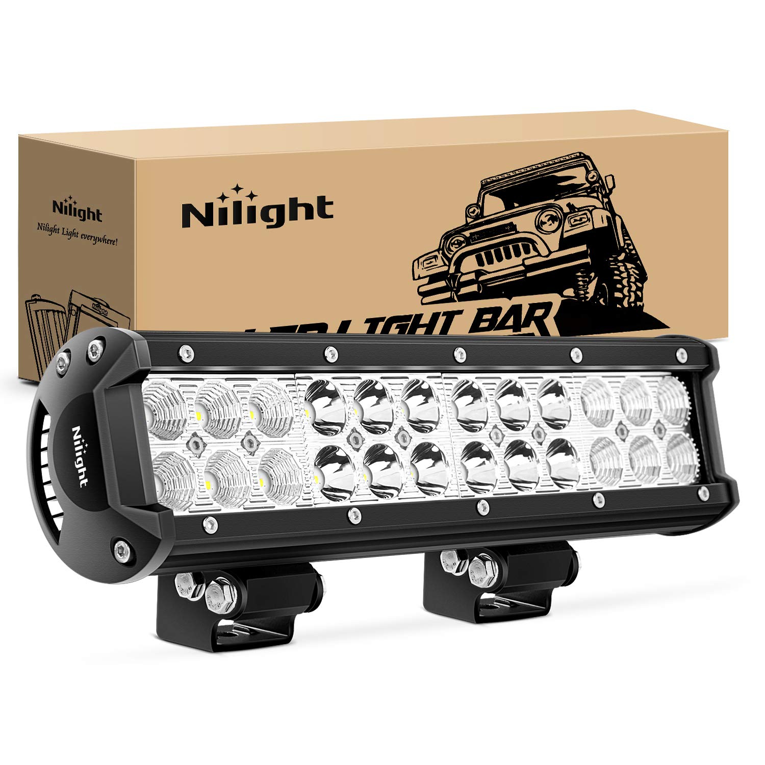 Nilight - Ni06A-72W 12Inch 72W Spot Flood Combo Led Light Bar Off Road Lights Boat Lights Fog Light Driving Lights Led Work Ligh