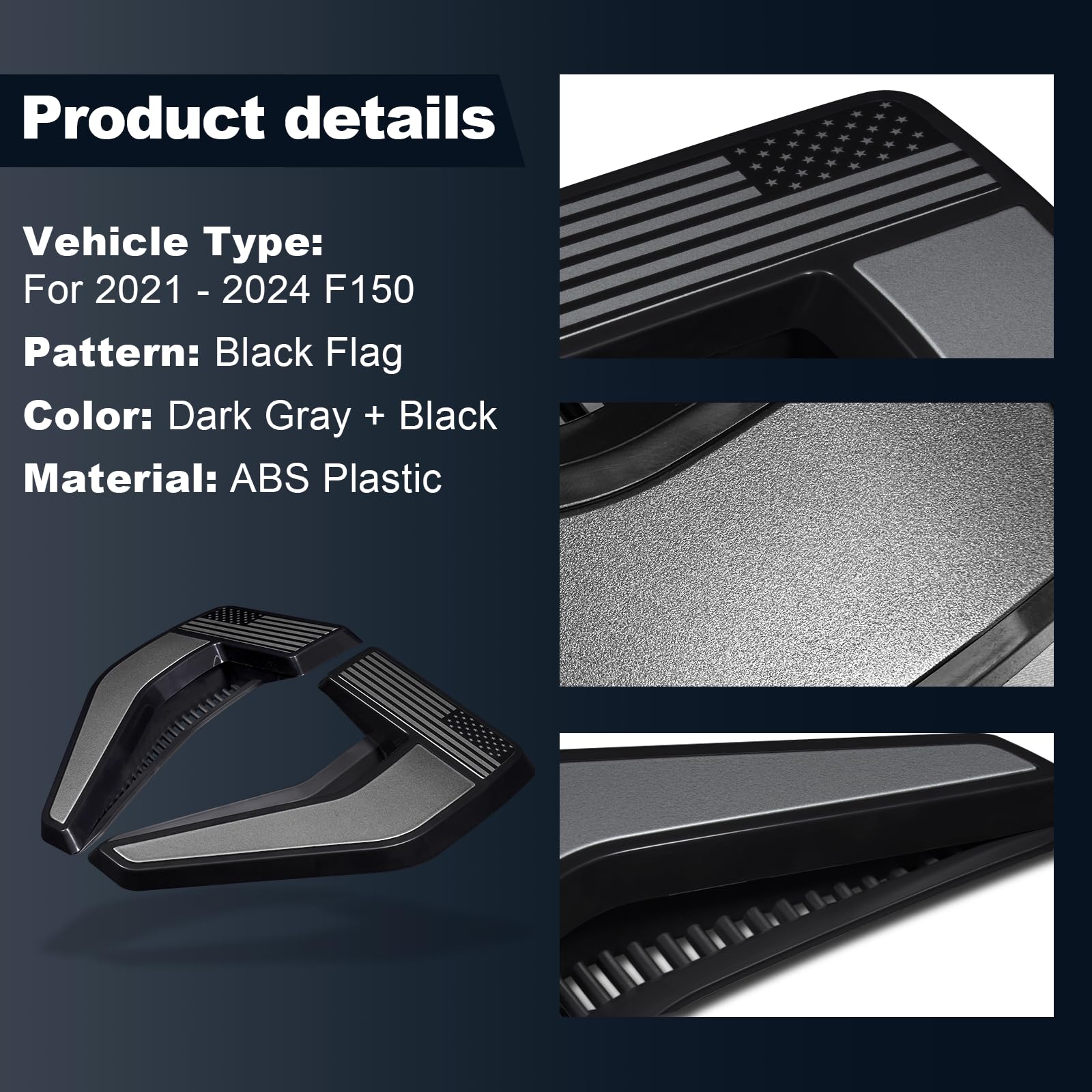 Fender Emblems for F150 2021-2024 Fender Vents Side Vent Cover Black Badges Fender Trim for F150 2022 2023 Accessories,1 Pair