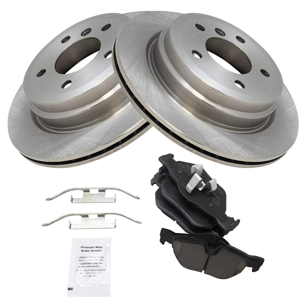 TRQ Rear Brake Pad & Rotor Kit Brake Pads Brake Rotor Ceramic Compatible with 2007-2013 BMW 328i 2009-2013 328i xDrive 2007-2008
