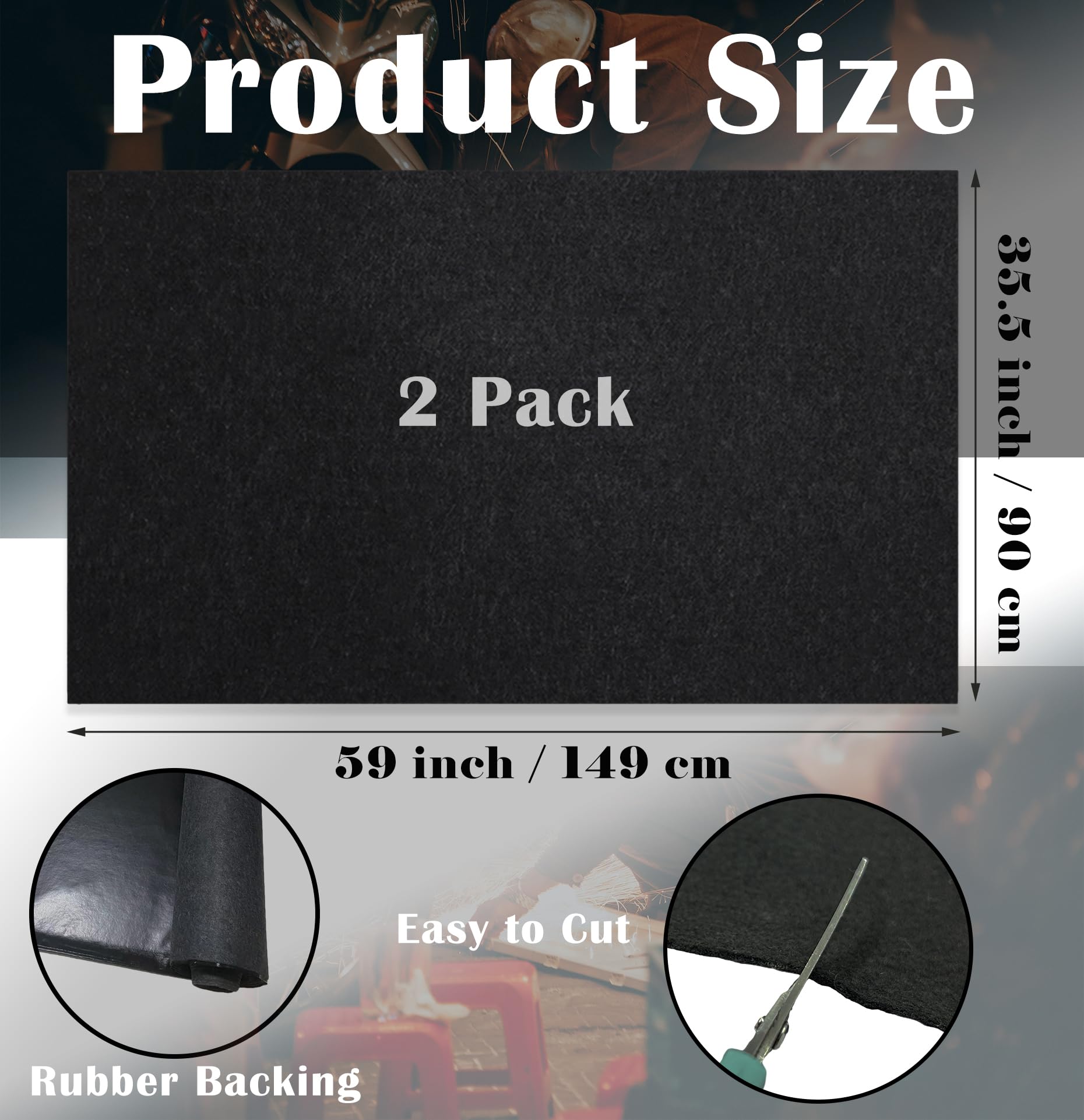 Cheardia 2 Pack Garage Floor Mat, 60 x 36 Inches Oil Spill Under Car With Waterproof Backing, Black Reusable Rubber for Driveway