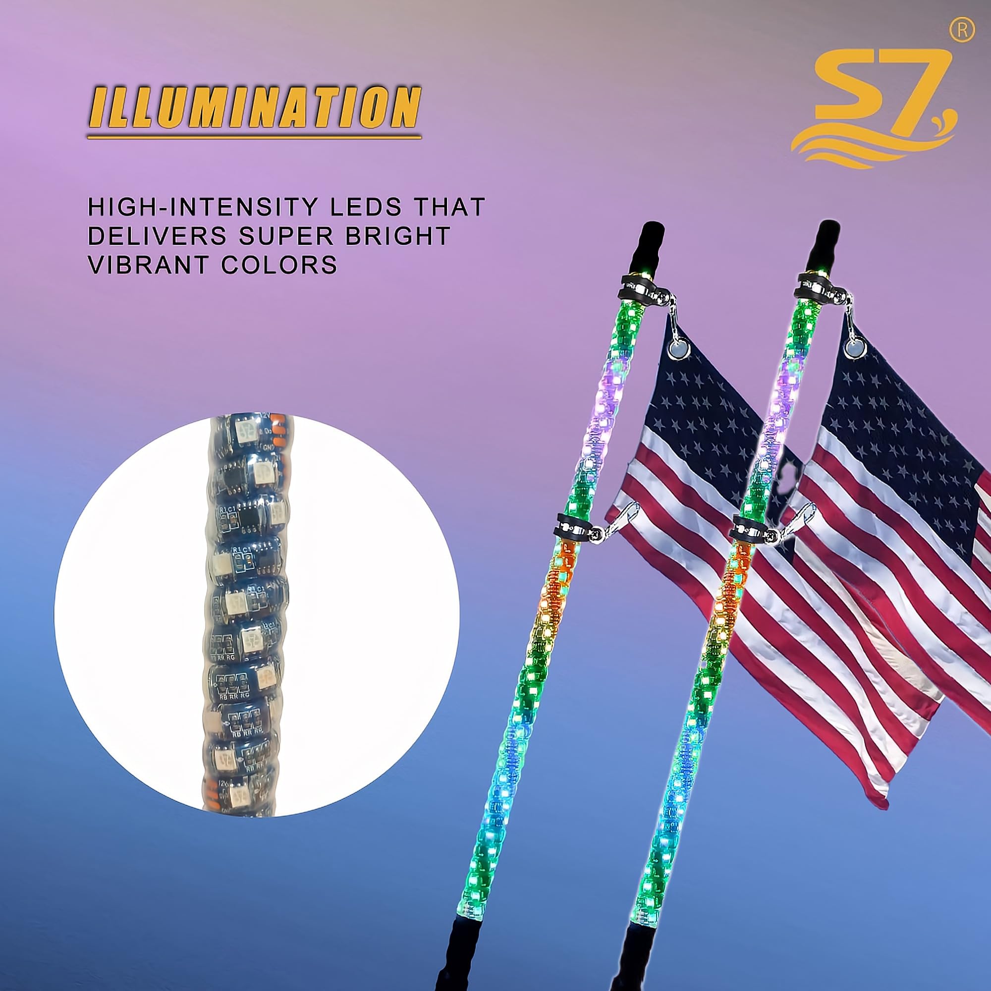 2Pcs 3Ft Led Whip Lights With Remote Control Spiral Rgb Chase Light Offroad 360Spiraling Rising Dream Wrapped Dancing Whips For