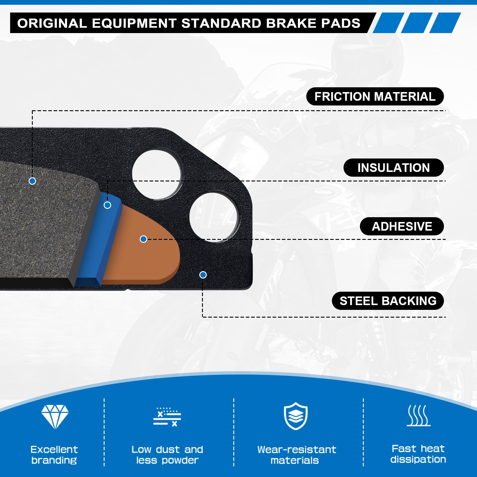 Cyleto 2203147 Parking Brake Pads for Polaris Ranger 500 700 800 900 Crew Ranger XP 700 800 2x4 4x4 6x6 ATV 2005 2006 2007 2008