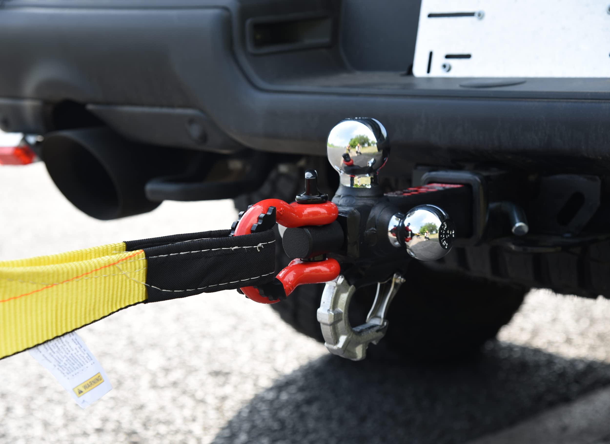 TOPTOW Recovery Shackle Ball Hitch Mount w/Chrome Triple Tow Ball, 2-in Shank, Multi Fit for 2 inch Trailer Hitch Receiver Box