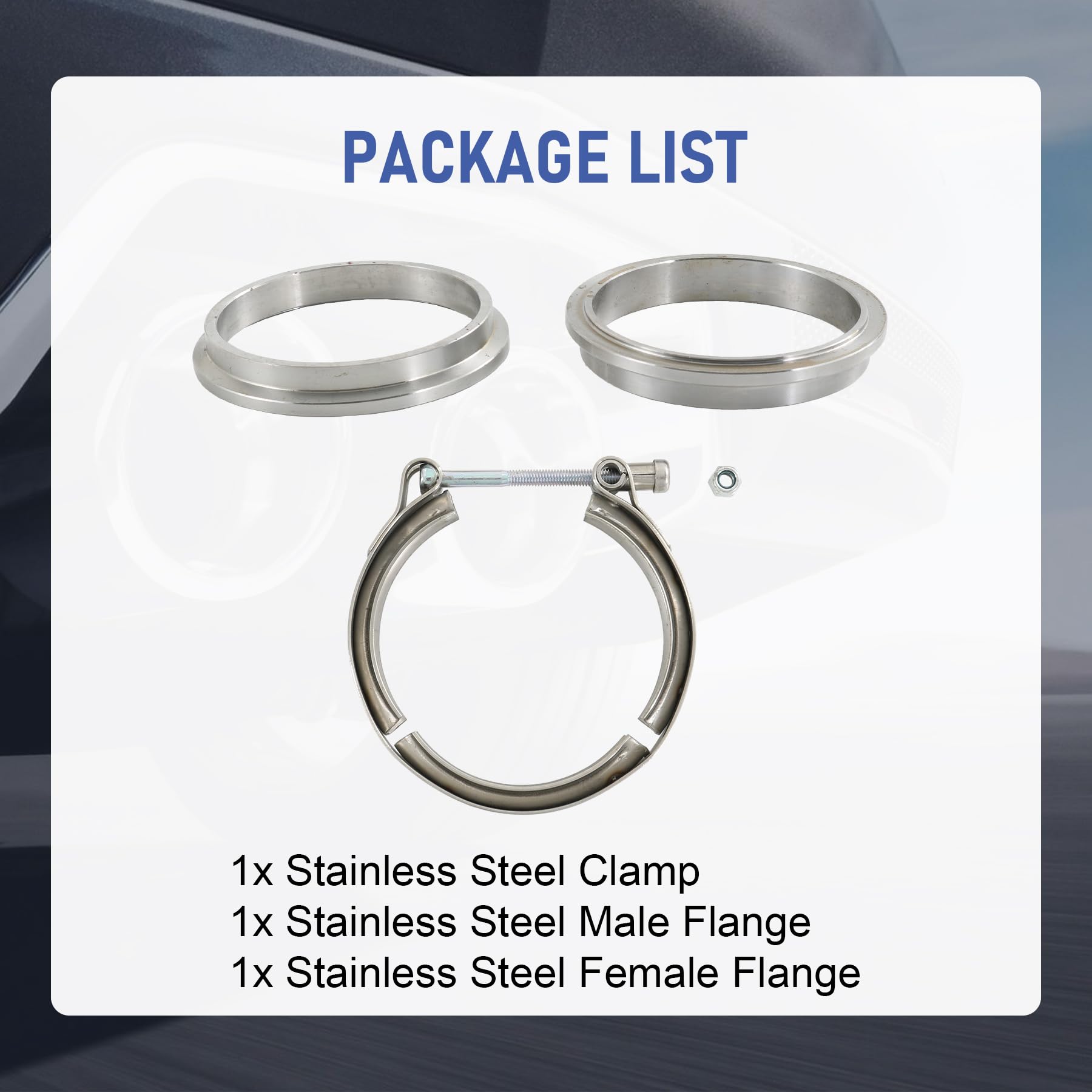 3.5'' V Band Clamp with Flange Stainless Steel Male Female Replacement For Turbo Exhaust Downpipes 3.5 Inch V-Band Clamp