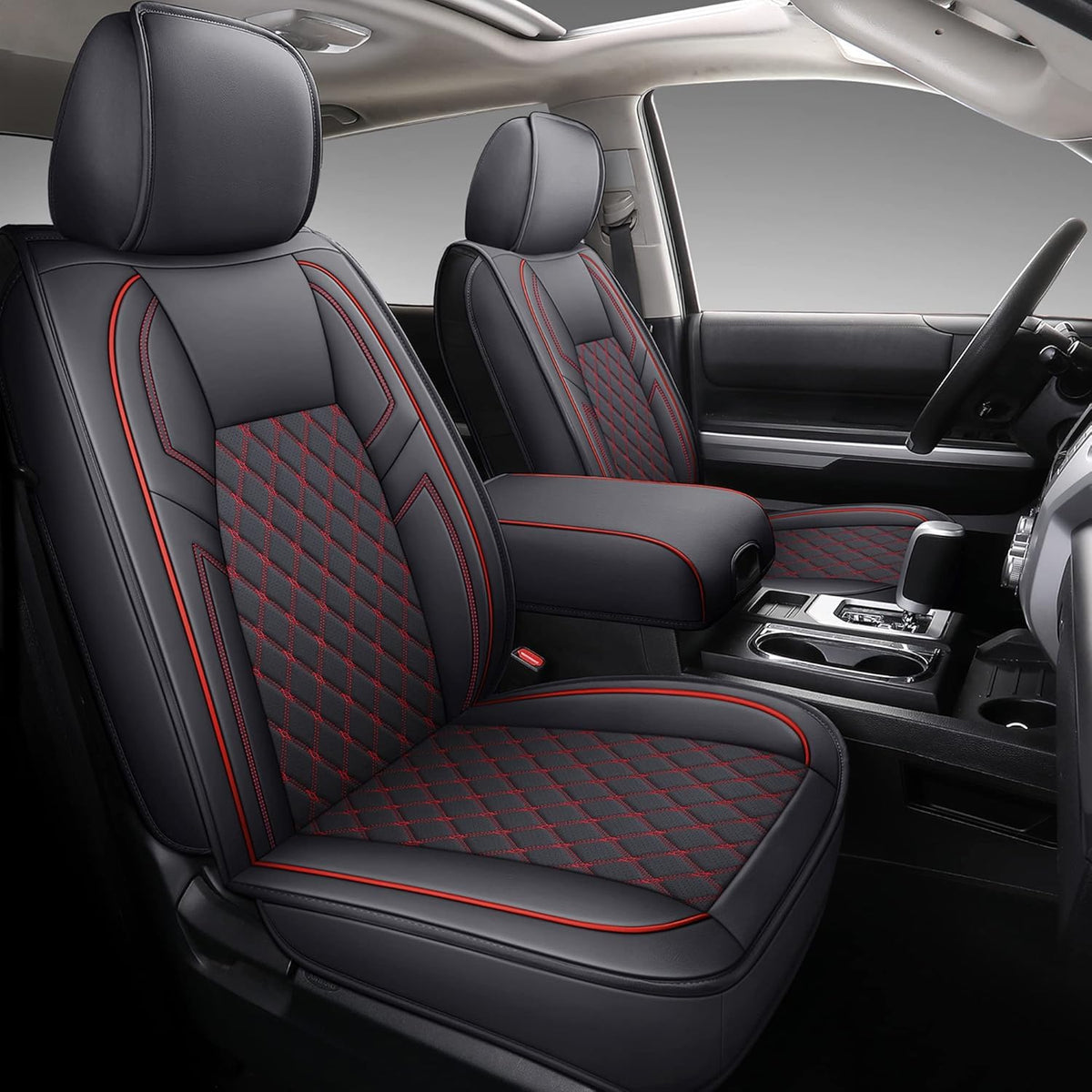 Coverado Toyota Tundra Seat Covers, Leather Seat Covers Compatible With 2007-2021 Toyota Tundra Crew/Crewmax/Extended/Double Cab