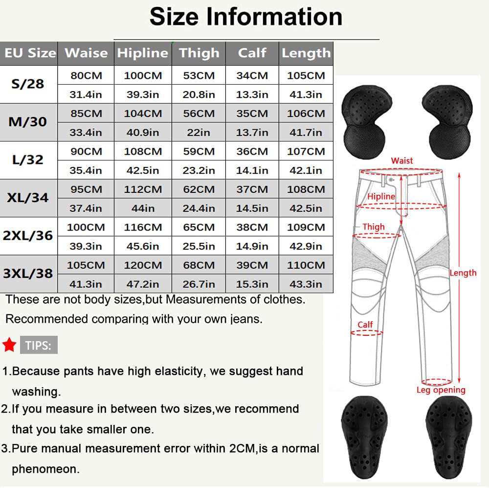 Lomeng Motorcycle Riding Pants Motorbike Motocross Cycling Jeans Safety Ce Knee Hip Removable Armored All Seasons For Men Khaki 30