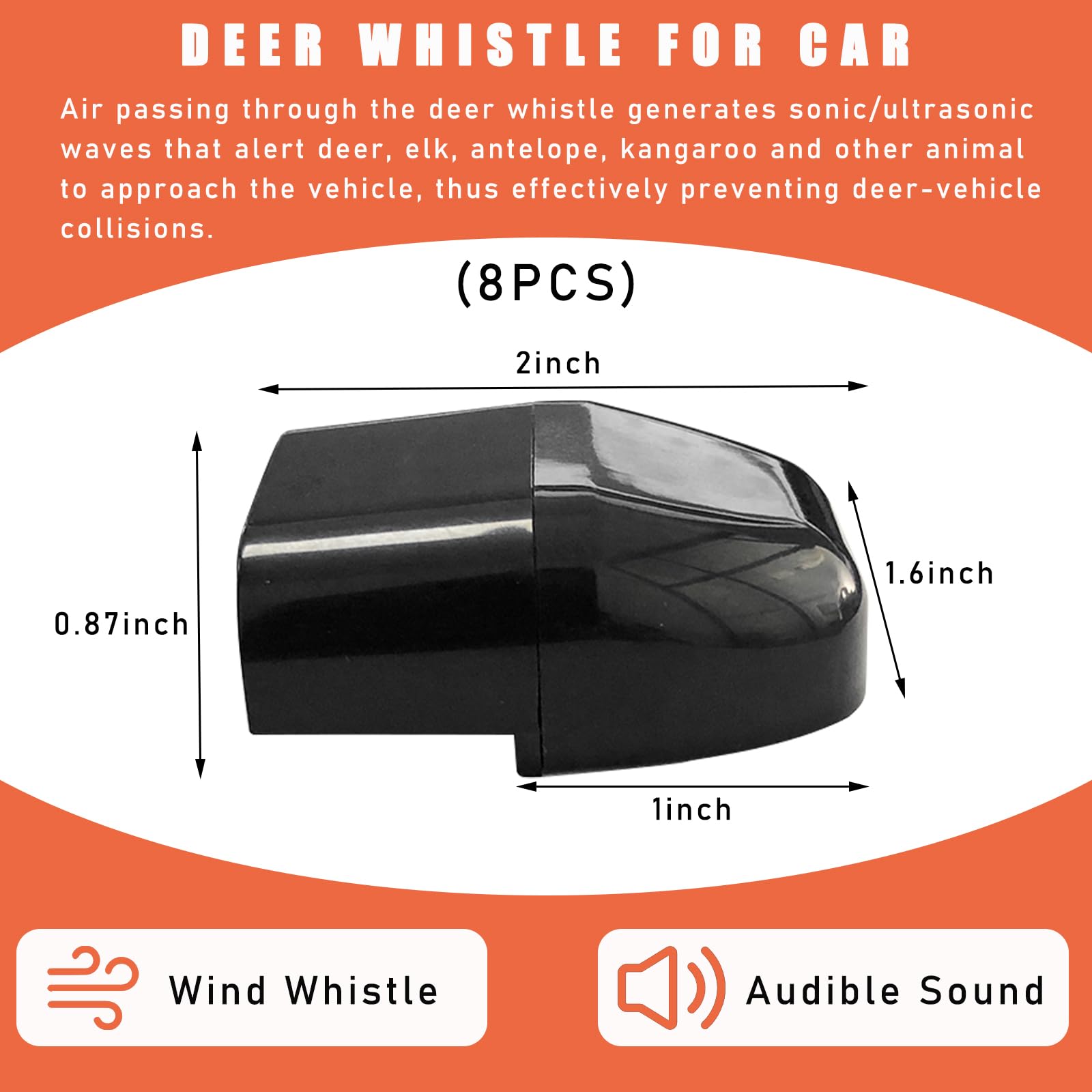 Dickno 8 PCS Deer Whistles for Car, Automotive Deer Warning Whistle Devices, Animal Warning Devices Avoids Collision, Universal
