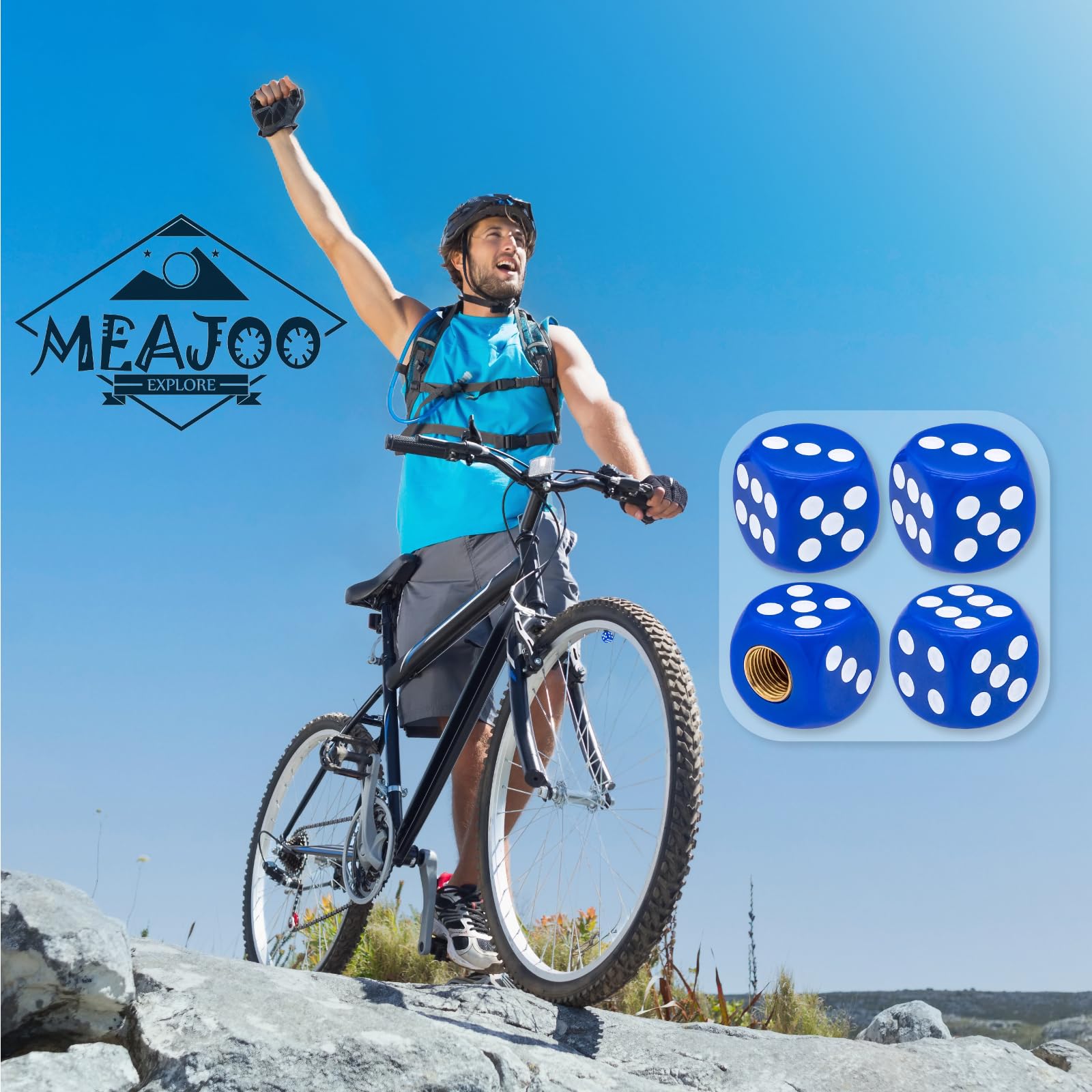 MEAJOO 4PCS Dice Tire Valve Stem Caps, Waterproof Airtight Car Wheel Tire Air Caps Universal Tire Valve Stem Covers for Cars, SU