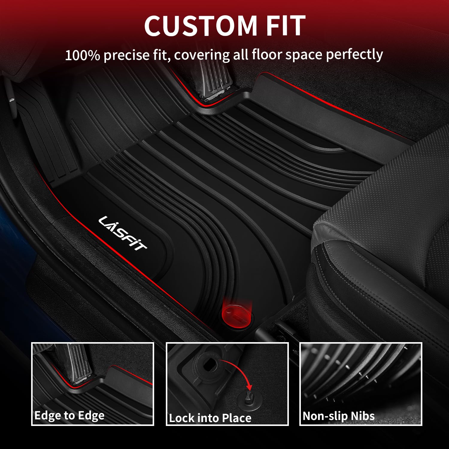 Lasfit Floor Mats Fits For Hyundai Sonata 2020-2025 (Only For Fwd, Not For Awd/Hybrid) / Kia K5 2021-2025 (Only For Fwd,Not Fit