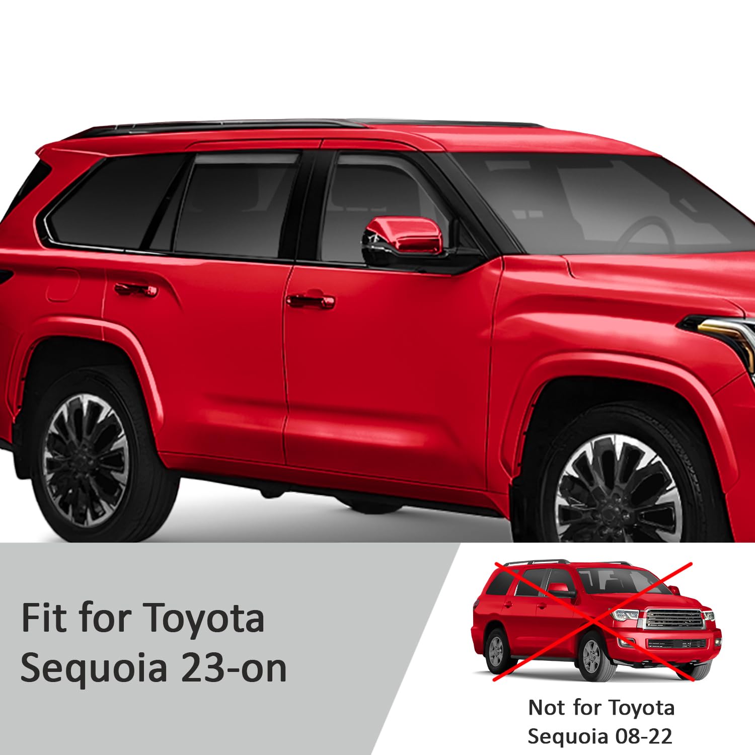 Voron Glass Rain Guards for Toyota Sequoia 2023-2025, Polycarbonate Window Deflectors, 4 Pieces, Model 200556, Extra Durable