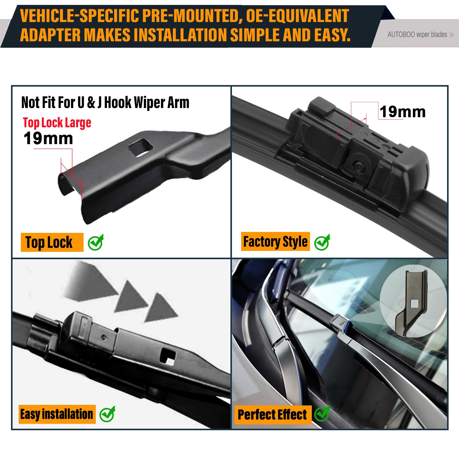 Autoboo 28''+18'' Windshield Wipers Replacement For Tesla Model S 2012-2020 -Original Factory Quality (Pack Of 2)