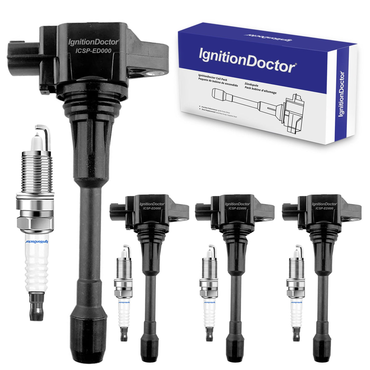 Ignition Doctor Coil Pack And Spark Plugs Of Iridium Compatible With 2007-18 Nisan Altima, 2008-16 Rogue, 2009-14 Cube, 2007-19