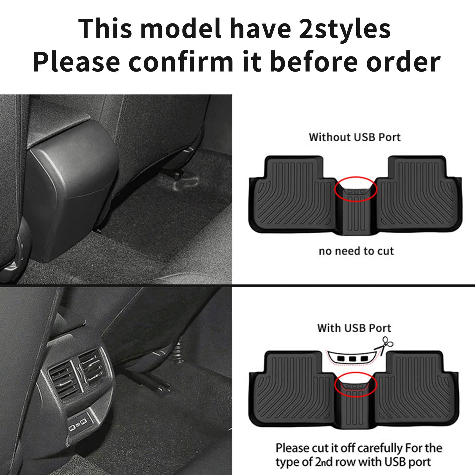 KELCSEECS Floor Mats Fits for Honda Civic 2025 2024 2023 2022 Sedan Hatchback Si Sedan (Include 2nd Row with USB Port) Floor Lin