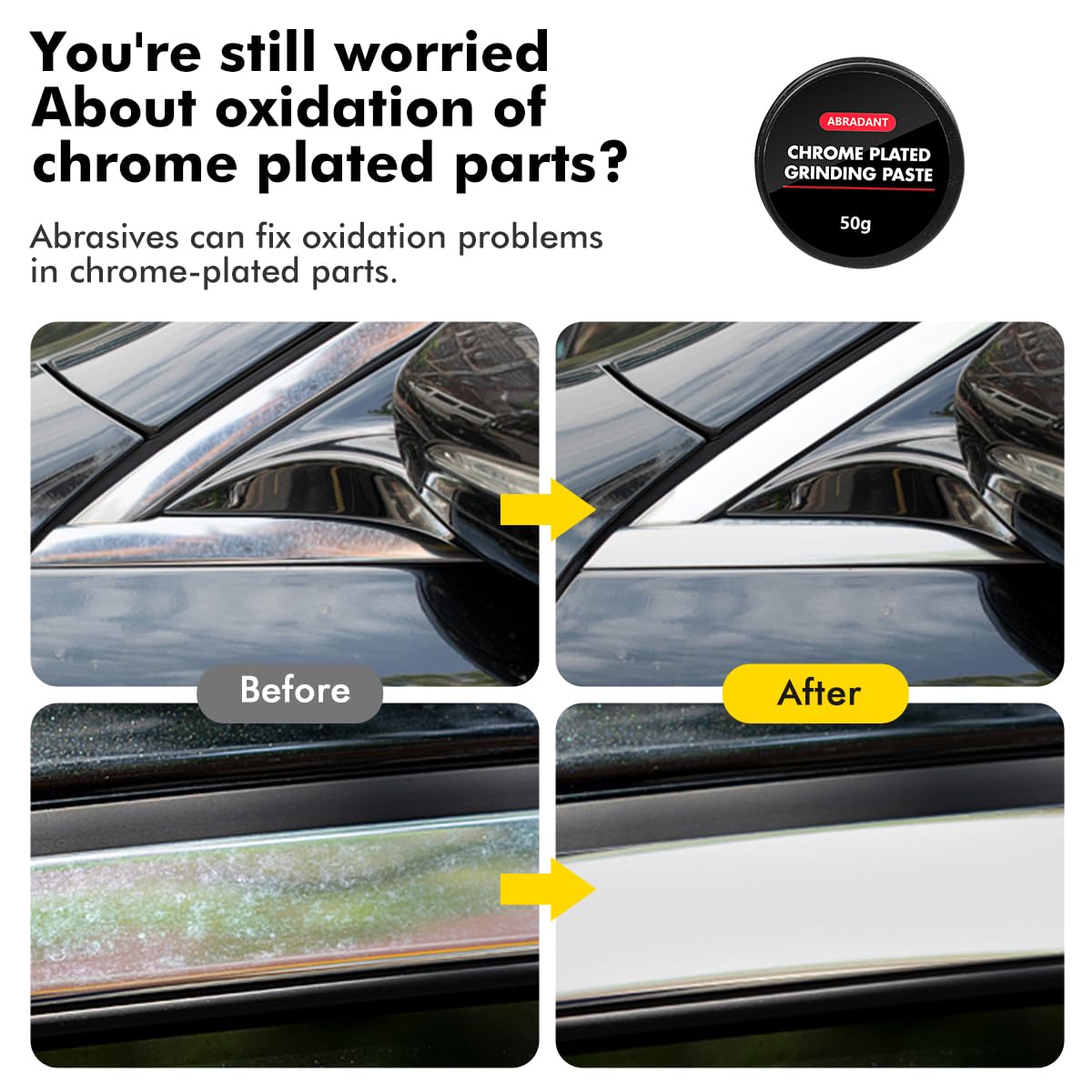 XTryfun Metal Polish Restorer and Protectant, Chrome Cleaner and Polish for Cars, Removes Oxidation and Discoloration from Metal