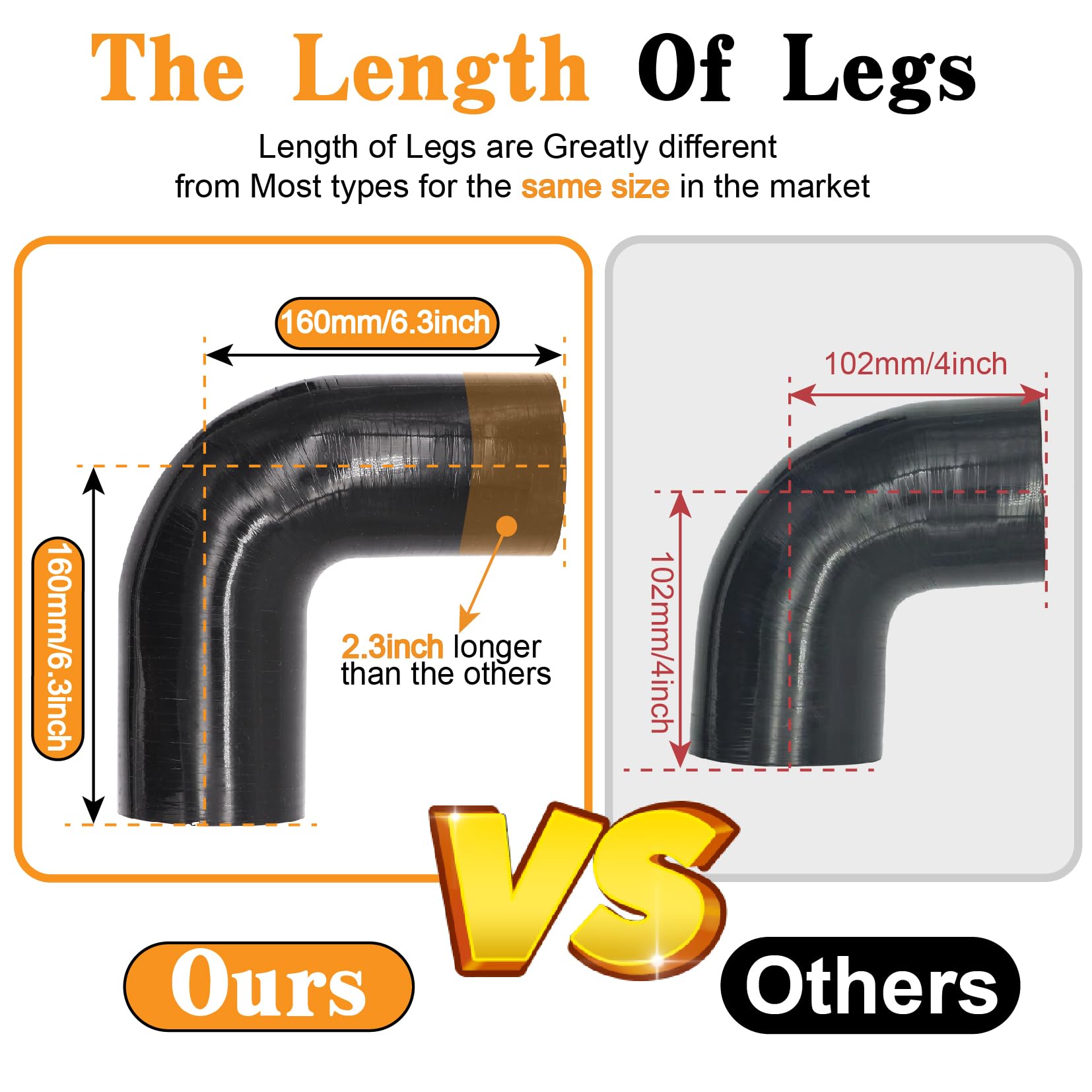 90 Degree Elbow Coupler Silicone Hose 4-Ply 2-Inch(51Mm) For Turbo/Intercooler/Intake Piping,Length 120Mm Thickness 5Mm With T-B