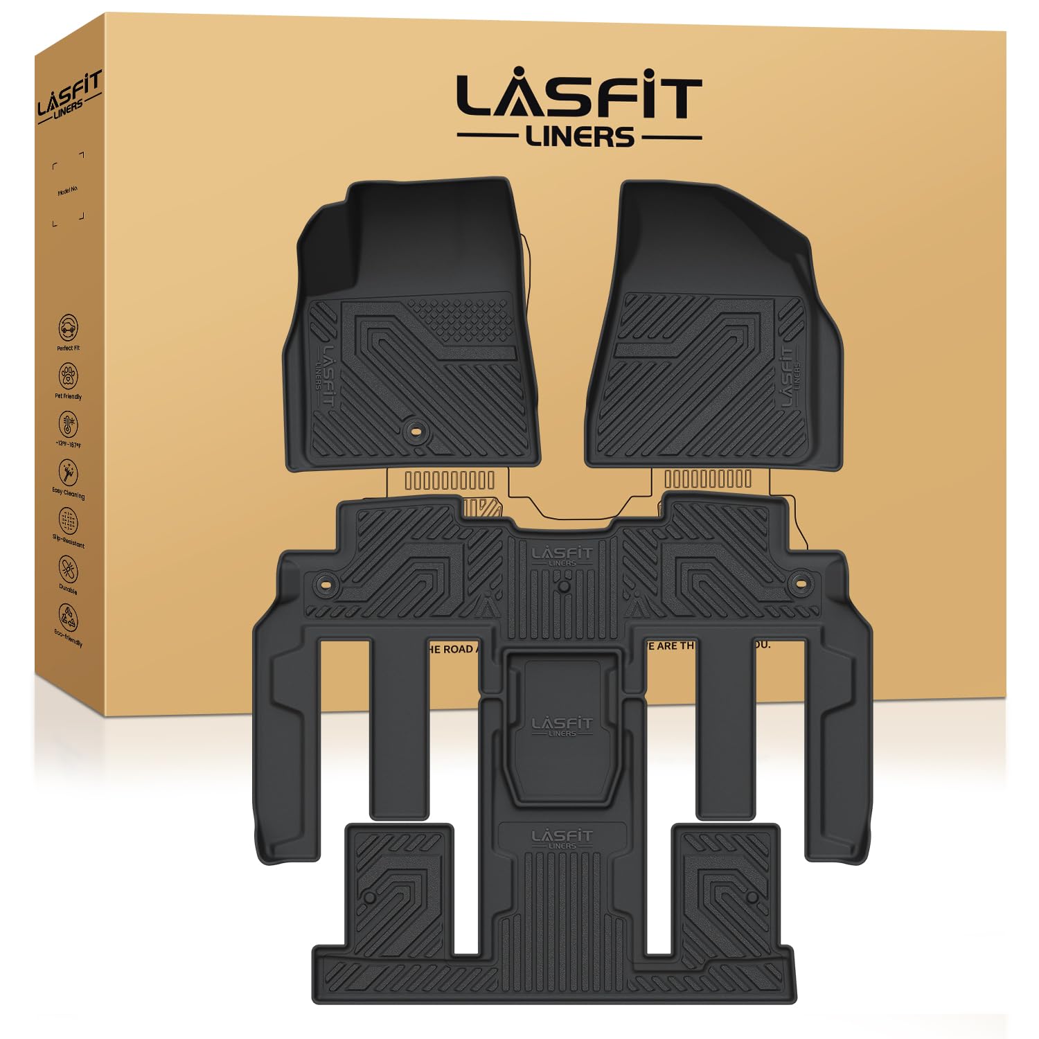 LASFIT Floor Mats for Chevy Traverse 2009-2017(Only 7 Seat)/Buick Enclave 2008-2017(Only 7 Seat)/Saturn Outlook 2008-2010(Only 7