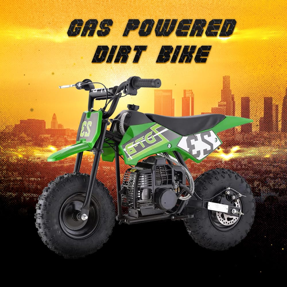 Mini Kid Dirt Bike, 49 CC 2-Stroke Gas Bike with Off-Rode Tire, Suspensions, Disc Brakes, Max Load 160Lbs, Up to 20Mph, EPA Appr