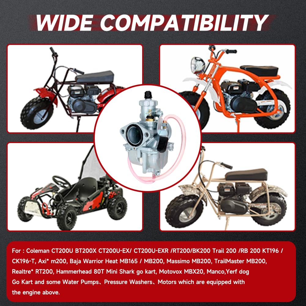 FVRITO VM22 26mm Carburetor Throttle Assembly Kit for Predator 212cc/224cc/196cc, Coleman Mini Bike, Go Kart, Baja MB200, Performance Parts