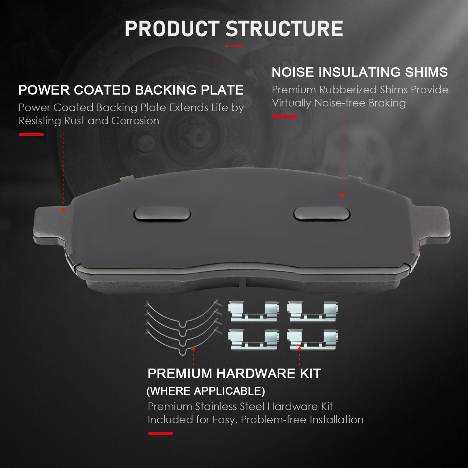 Cciyu D1083 4Pcs Front Ceramic Brake Pads Kits 2004-2009 For Ford For F-150,2006-2008 For Lincoln Mark Lt