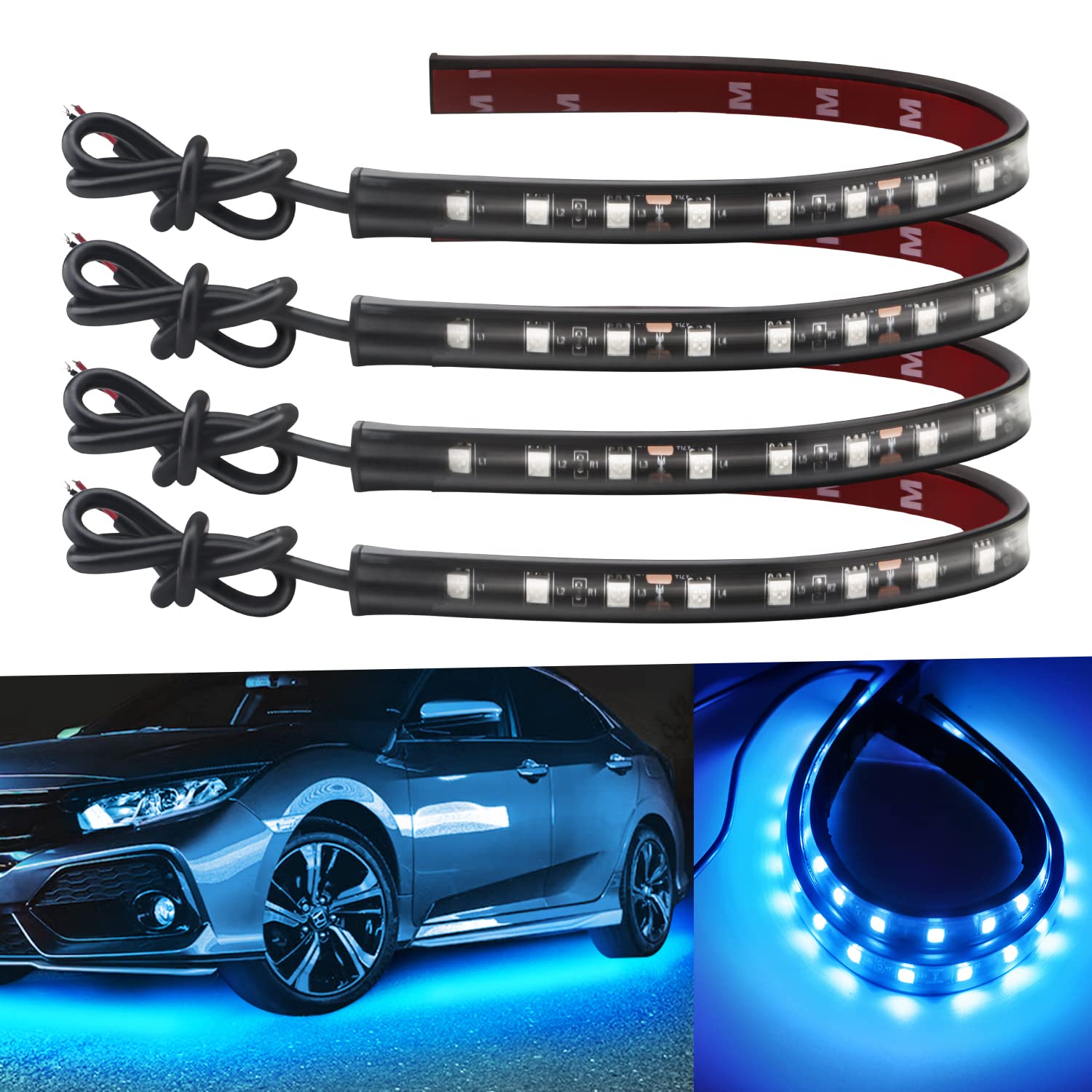 12V Led Light Strip 32Cm Waterproof Ice Blue Led Strip Lights For Cars Motorcycles Golf Cart Interior & Exterior Marine Boat 505