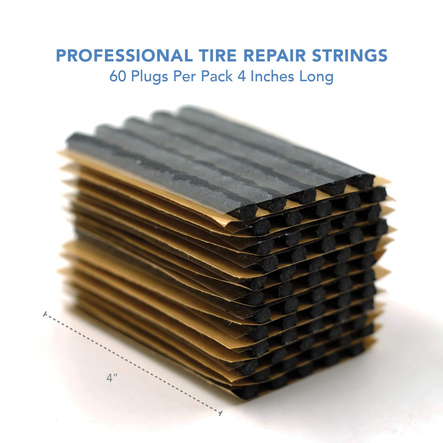 Ckauto 60Pcs 4'' Black Tire Repair Strings, Automotive Tool Tire Repair Plugs For Tubeless Off-Road Tires Car, Bike, Atv, Utv, W