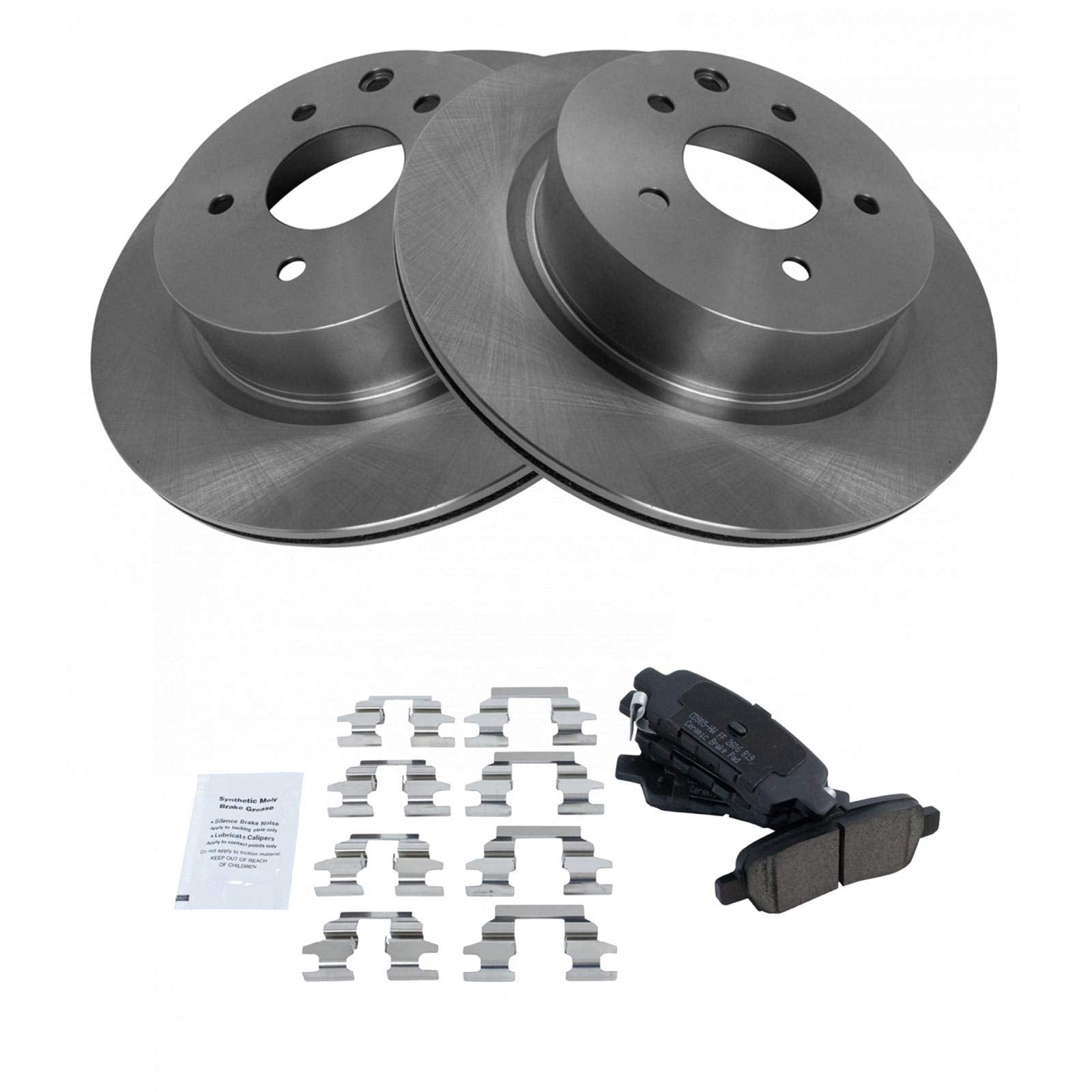 TRQ Rear Brake Pad & Rotor Kit Brake Pads Brake Rotor Ceramic Compatible with 2009-2023 Nissan Maxima