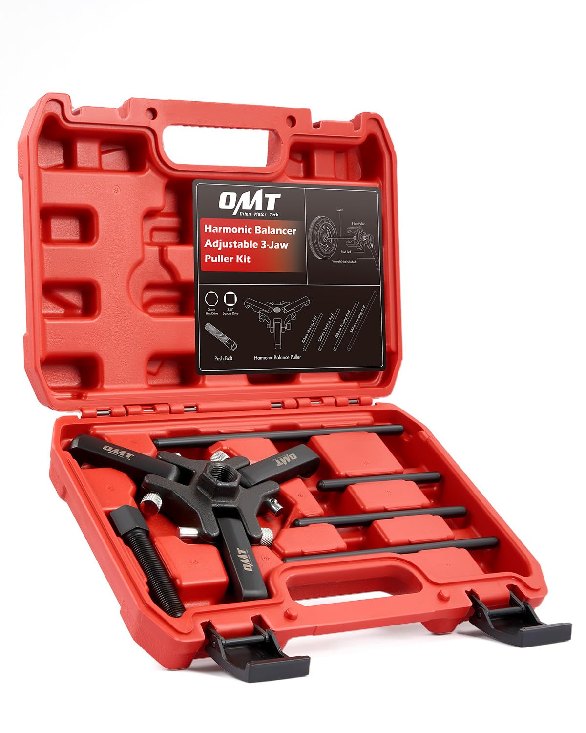 Orion Motor Tech Harmonic Balancer Puller Kit, Adjustable 3-Jaw Puller Set for Removing Harmonic Dampers & Balancers, 3-Jaw Pull