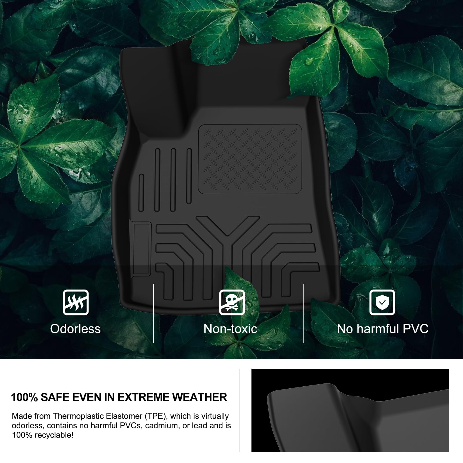 Kiwi Master Floor Mats For 2012-2020 Tesla Model S All Weather Protector Mat Front & Rear 2 Row Seat Heavy Duty Tpe Slush Liner