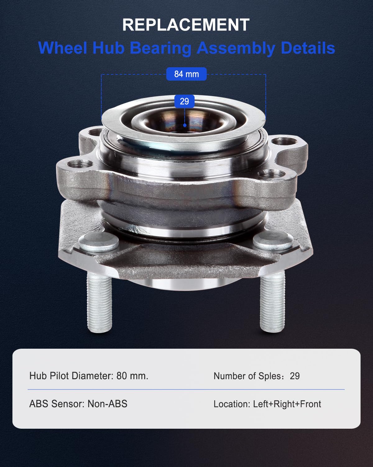 ECCPP Front 4 Lugs Wheel Bearing and Hub Assembly for 2007-2012 Sentra Wheel Hub Bearings 513299