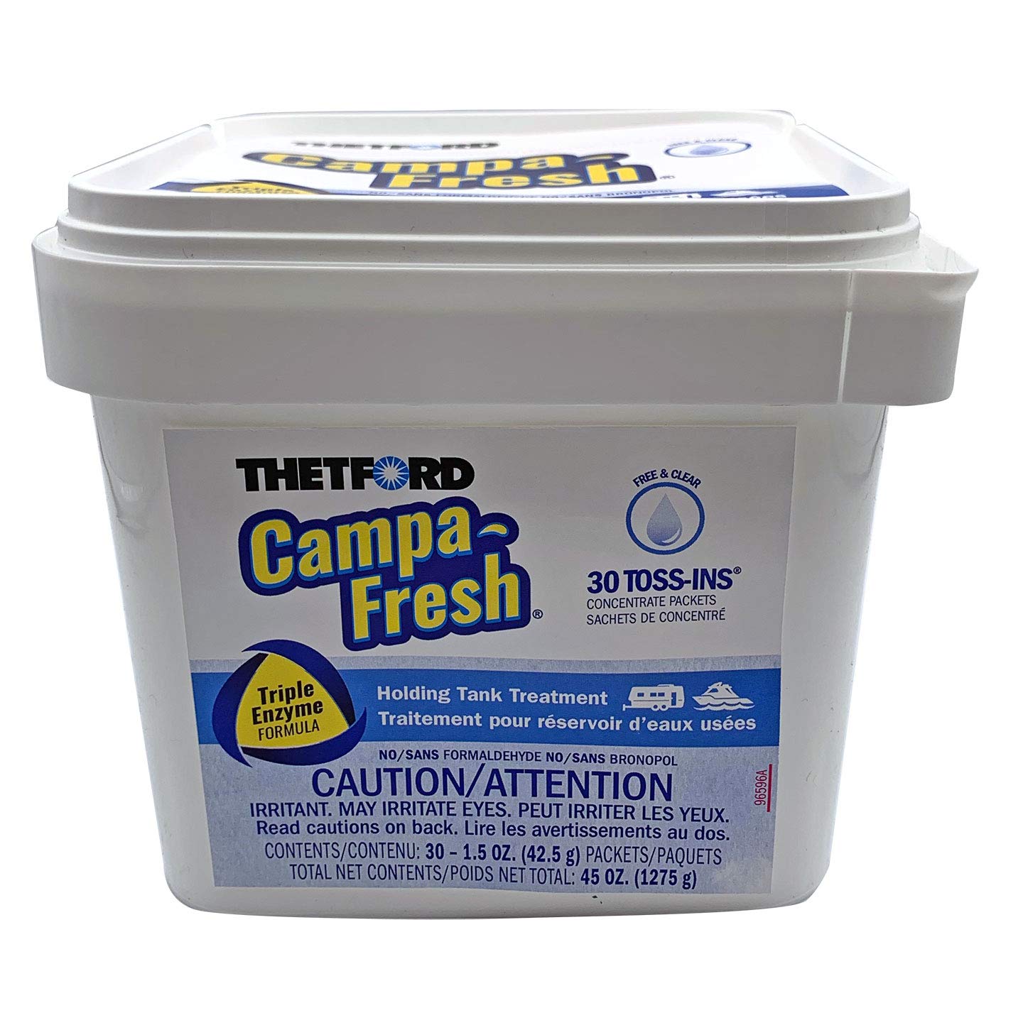 Thetford Campa-Fresh Free & Clear Rv Holding Tank Treatment, Formaldehyde Free, Waste Digester, Septic Tank Safe, 30 Count Toss-Ins (96721)