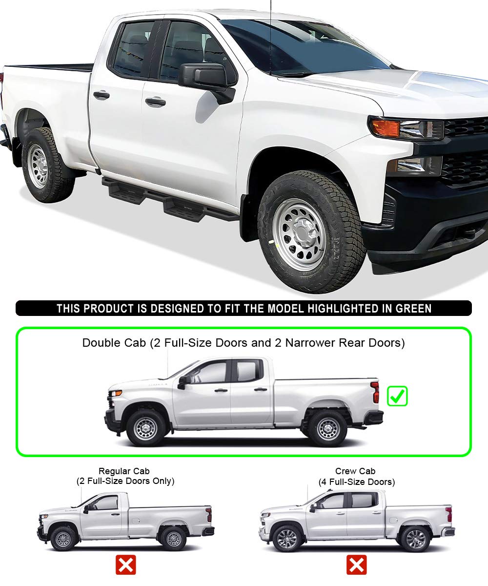 Aps Stainless Steel Pocket Steps Running Boards Compatible With Silverado Sierra 1500 2019-2024 Extended Cab & 2500 3500 2020-2024 (Exclude 19 1500 Ld)(Silverado 1500 Ltd Sierra 1500 Ld 2022)