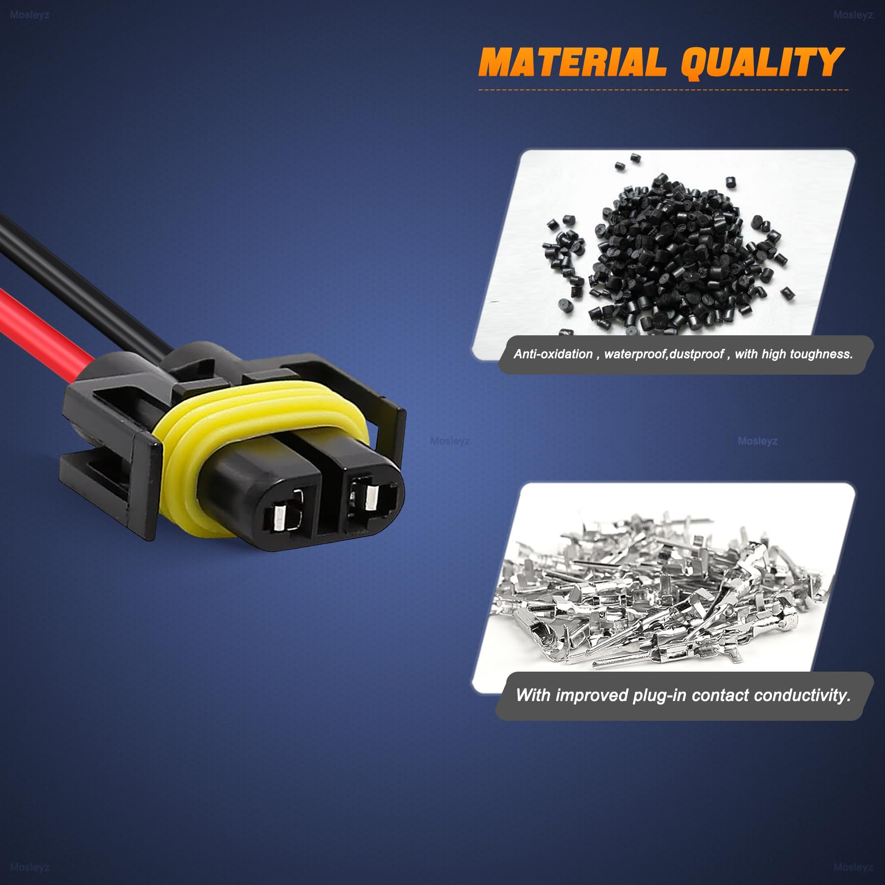 H11 Pigtail Socket H11 H9 H8 880 881 Female Nylon Adapter Wiring Harness Connector For Headlights/Fog Lights Retrofit(Pack Of 4)