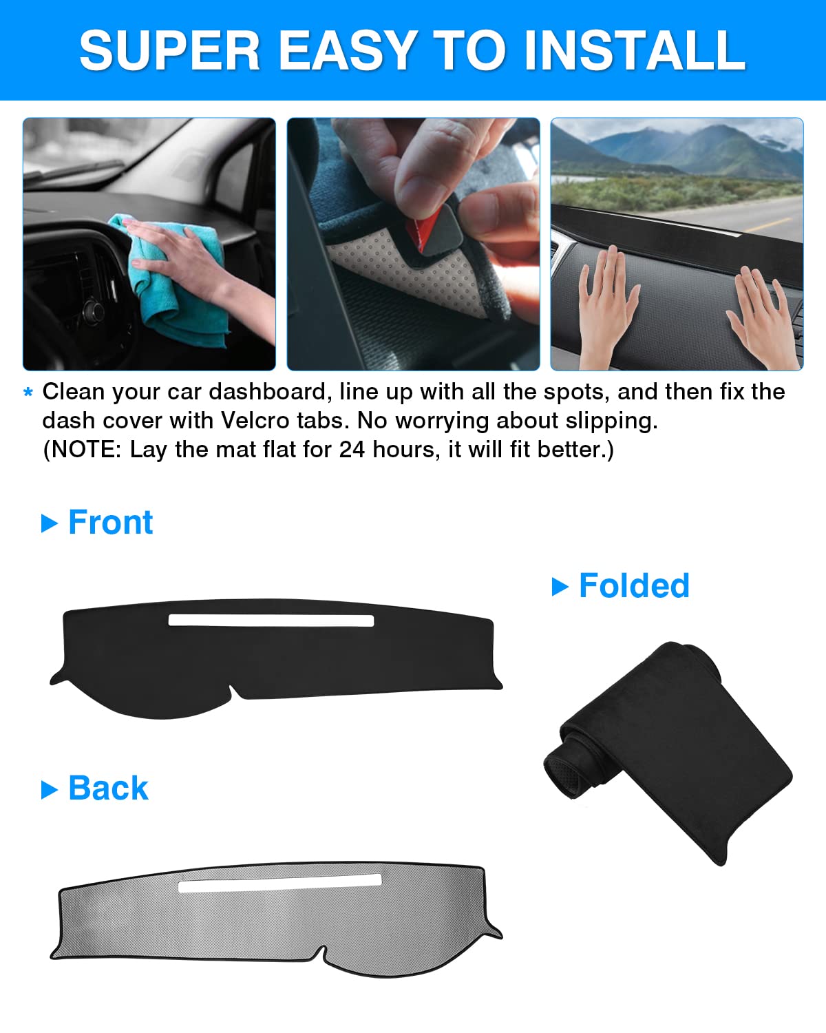 Autorder Dashboard Cover Mat For 2005-2015 Toyota Tacoma Pickup Accessories Dash Cover Flannel Dash Mat Sunshade Glare Uv Rays P