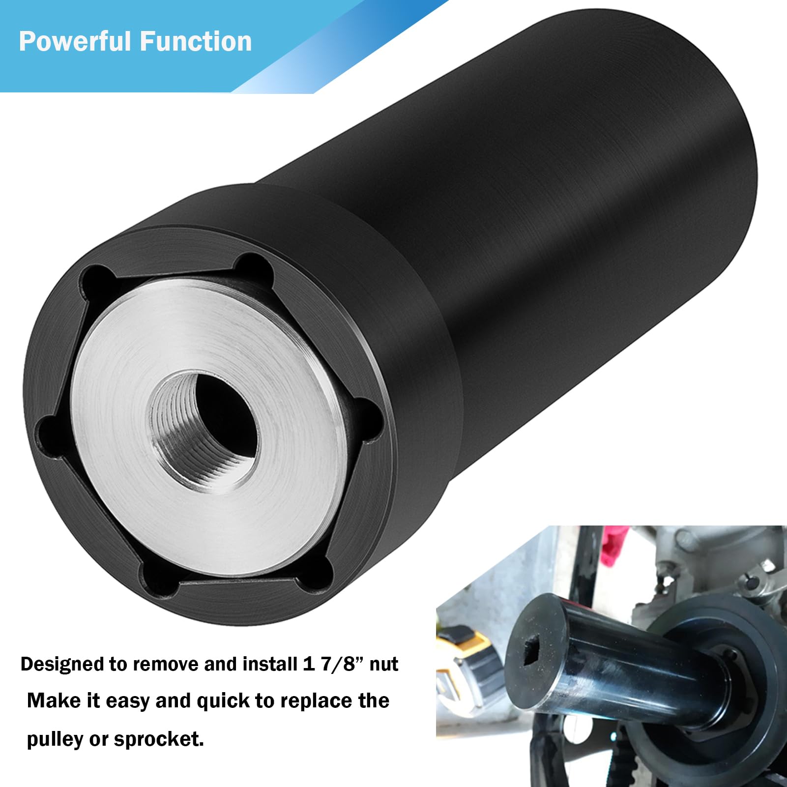 Yoursme Mainshaft Sprocket Wrench for Harley-Davidson 1936-2006, 1 7/8" Pulley Nut Socket Tool, Alloy Steel, Black