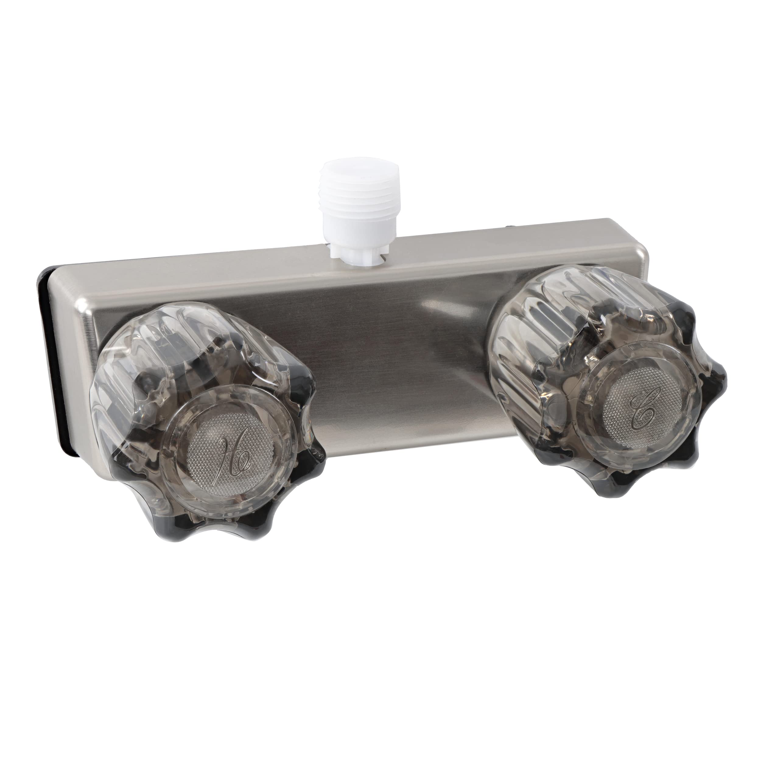 Empire Faucets Exterior Rv Shower Valve - 4In Nickel Camper Outdoor Shower Valve With Crystal Knobs And Vacuum Breaker