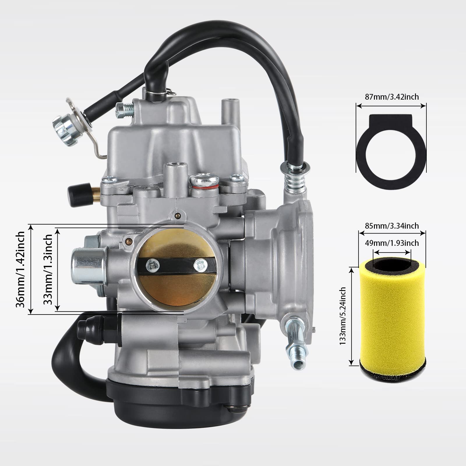 TANG Carburetor for Yamaha Big Bear 400, Kodiak 400, Wolverine 450, Grizzly 350/450 ATV with Cleaner Brush & Filters