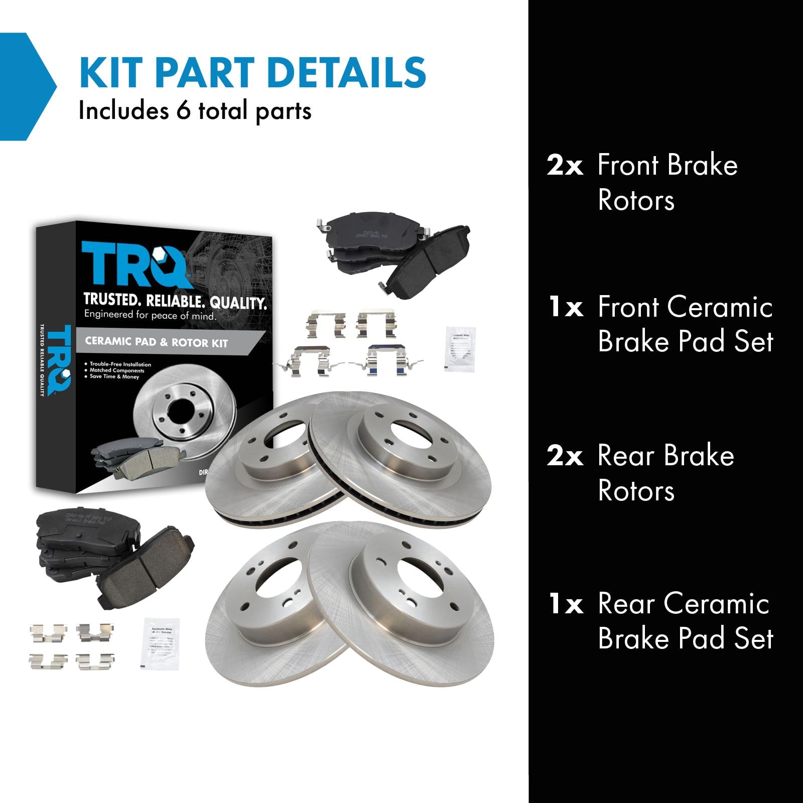 Trq Front And Rear Brake Pad & Rotor Kit Brake Pads Brake Rotor Ceramic Compatible With 2002-2004 Infiniti I35 2002-2003 Nissan