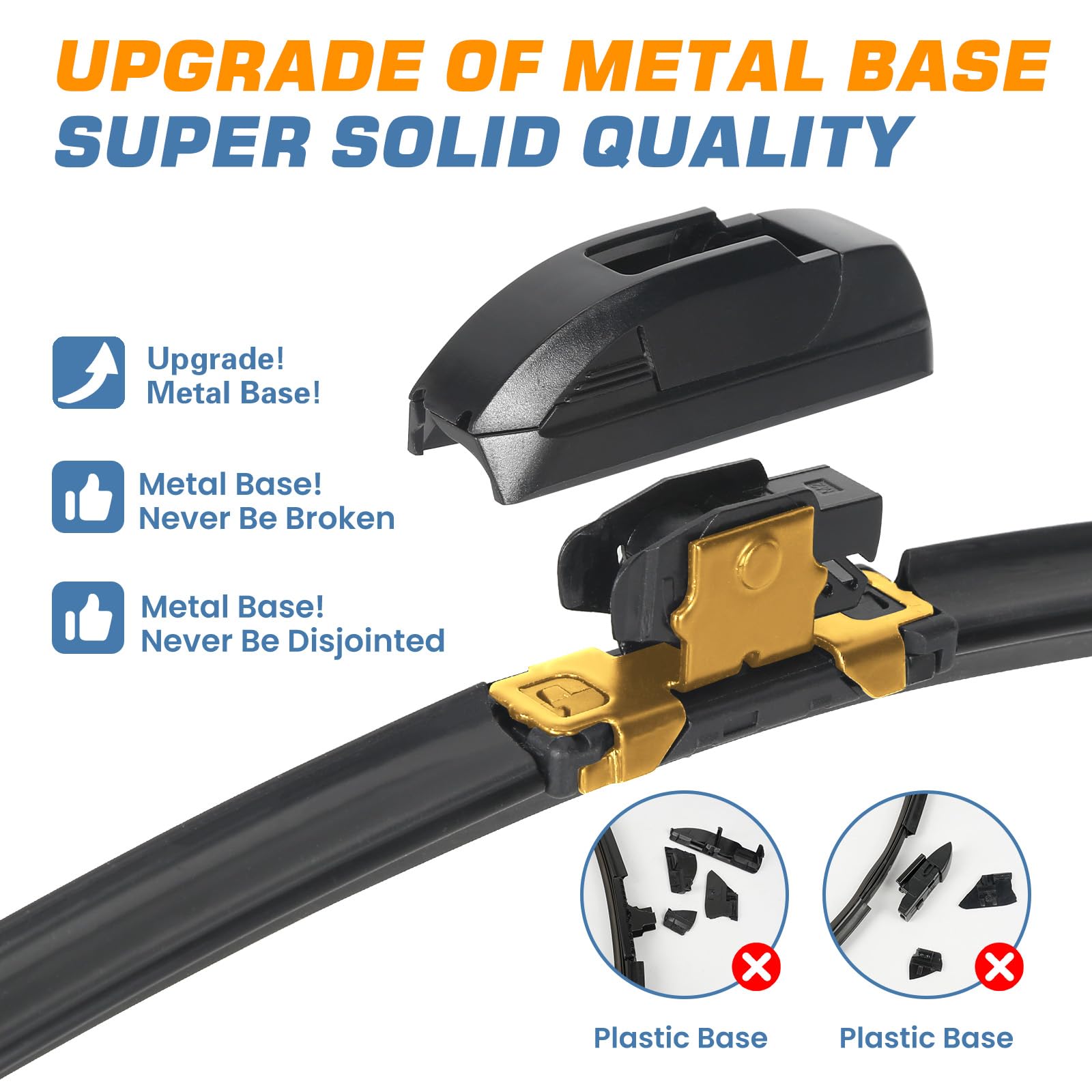 Gspscn Oem Quality 22''+22'' Premium Original Replacement Windshield Wiper Blades,Quiet And Durable Stable High Performance All-Season Auto Wiper Blades For J Hook (Pack Of 2)