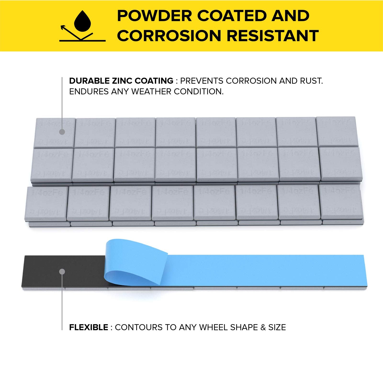 Stancemagic - 0.25Oz 1/4Oz - Gray Adhesive Stick On Wheel Weights, Easy Peel, Low Profile, Zinc Plated Steel Balancing Weights For Cars Bikes Atv Utv, 0.75 Lb Box (12Oz), Contains 48 Pieces
