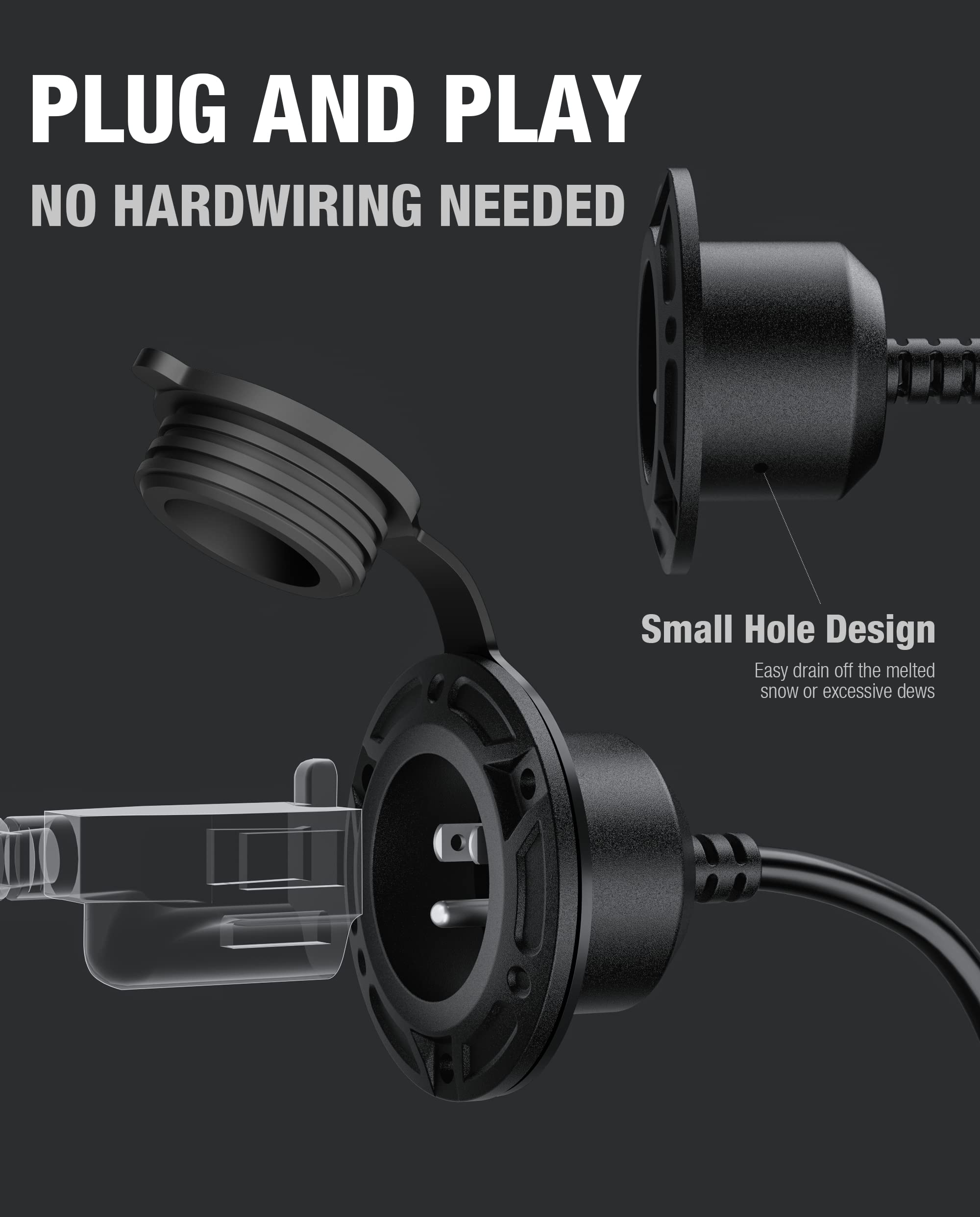 Rv Shore Power Inlet Charger Plug,15A Ac Port Plug 125V Power Inlet Socket Waterproof Rv Electrical Outlet Receptacle Box With 1