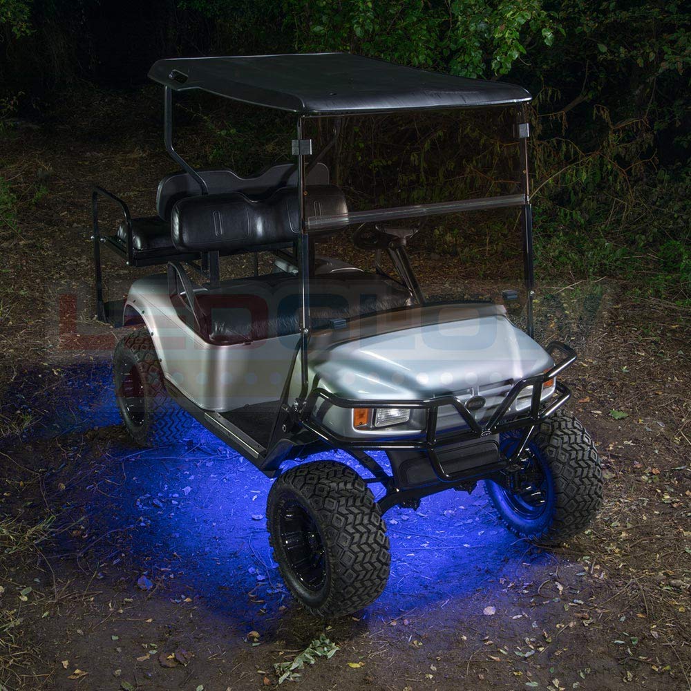 LEDGlow 4pc Expandable Million Color LED 4-Seater Golf Cart Underglow Accent Neon Lighting Kit for EZGO Yamaha Club Car - Fits 1